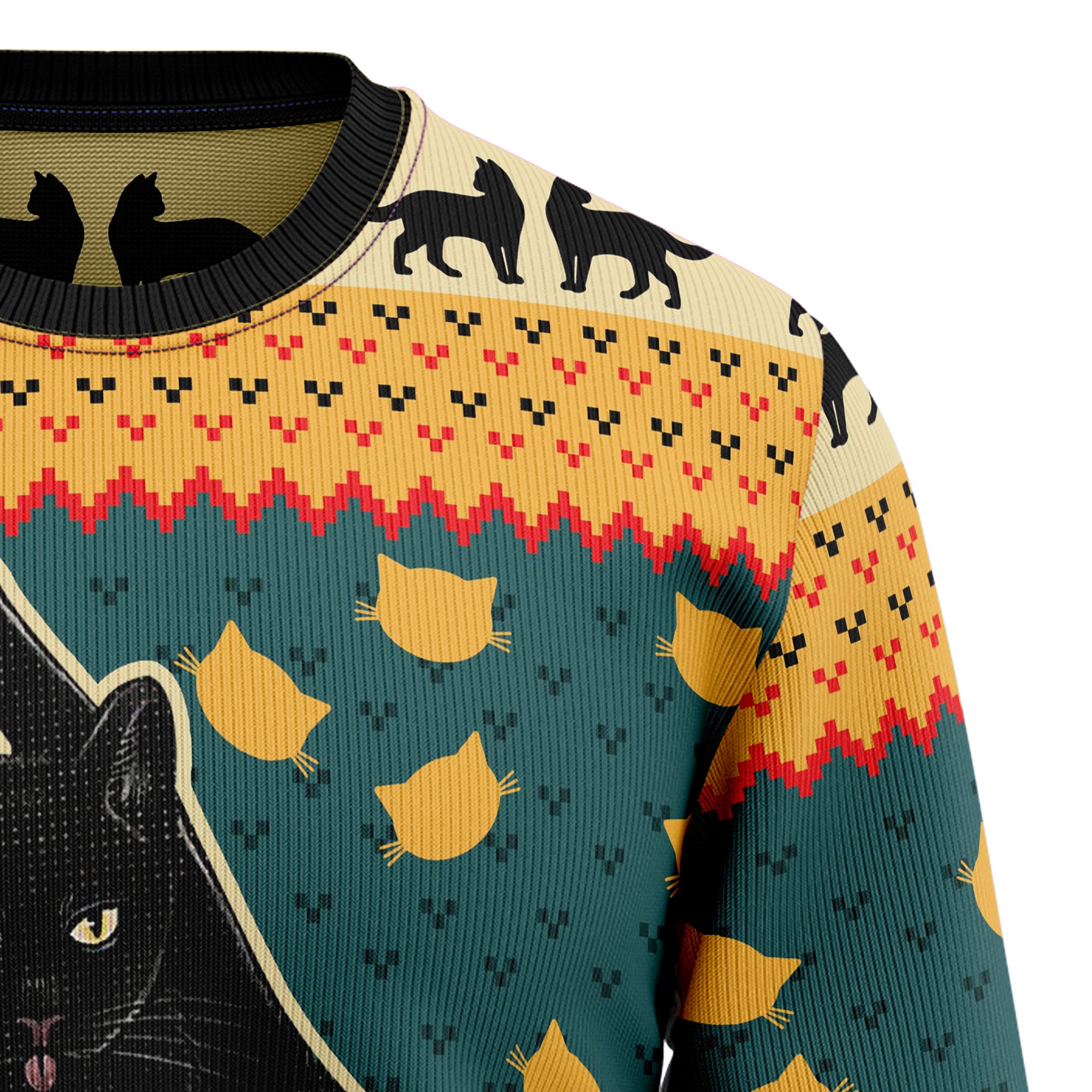 Black Cat HT081208 Ugly Christmas Sweater- Best Christmas Gifts 2023 Black Cat HT081208 Ugly Christmas Sweater- Best Christmas Gifts 2023