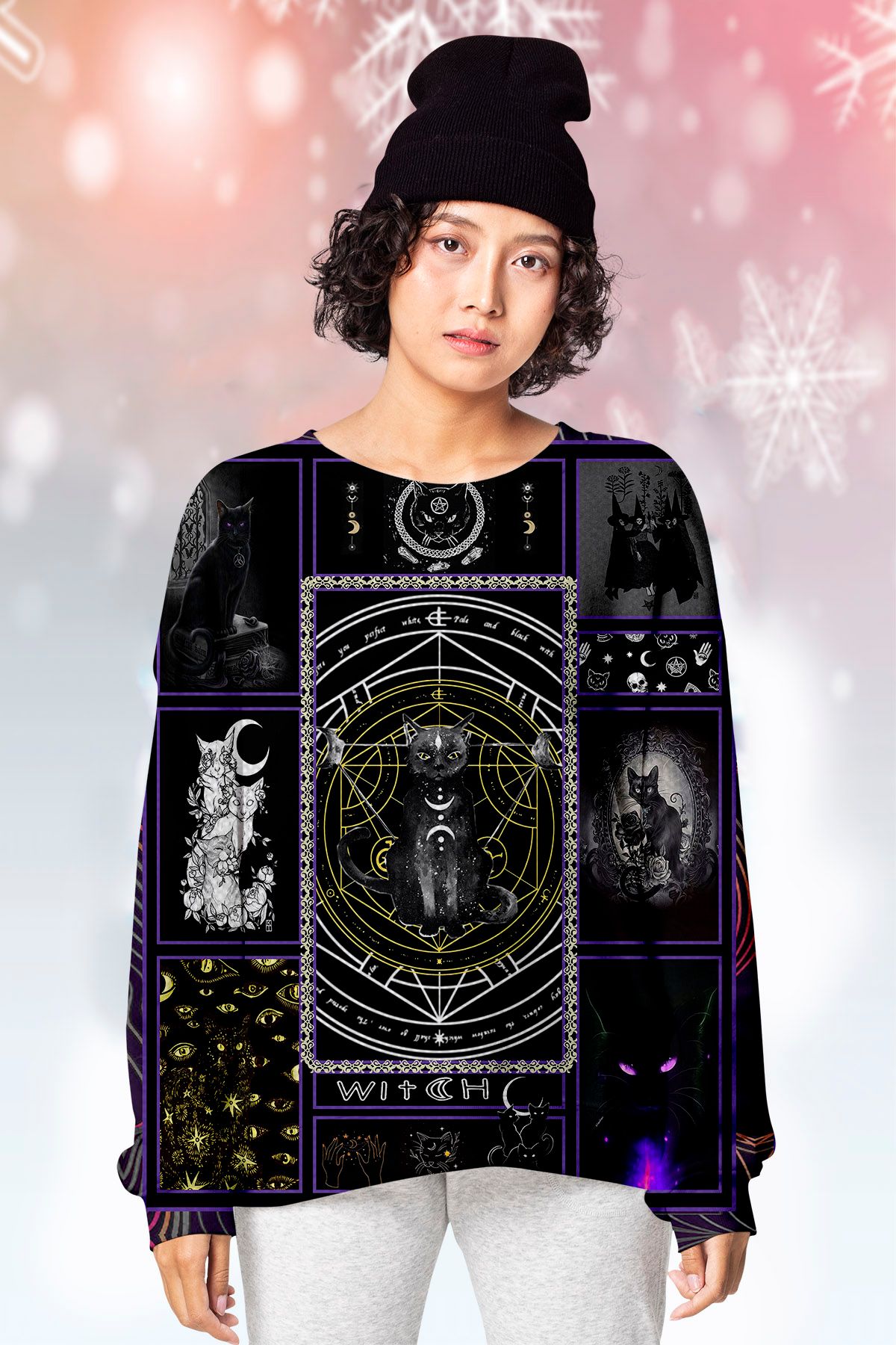 Black Cat Witch  Ugly Christmas Sweater- Best Christmas Gifts 2023