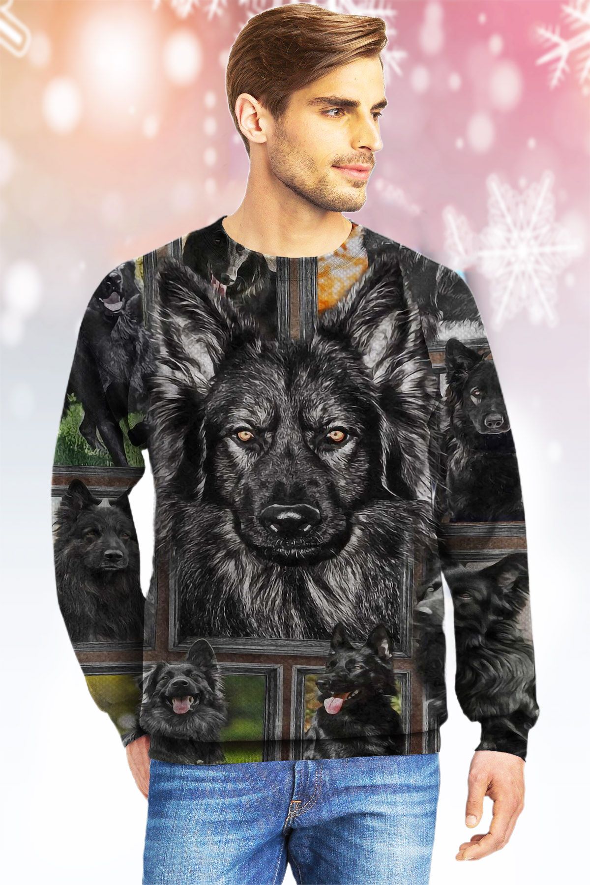 Black German Shepherd KVH Ugly Christmas Sweater- Best Christmas Gifts 2023