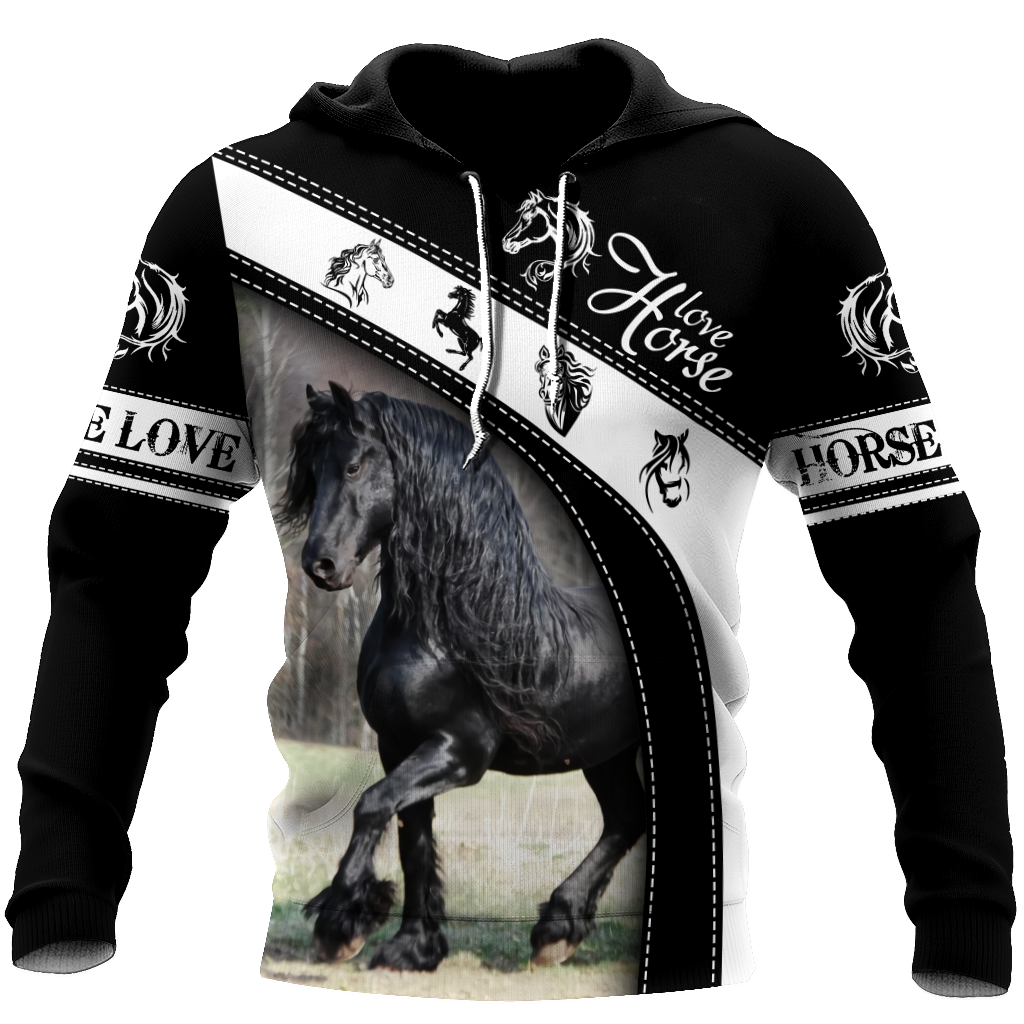 Black Horse 3D Hoodie