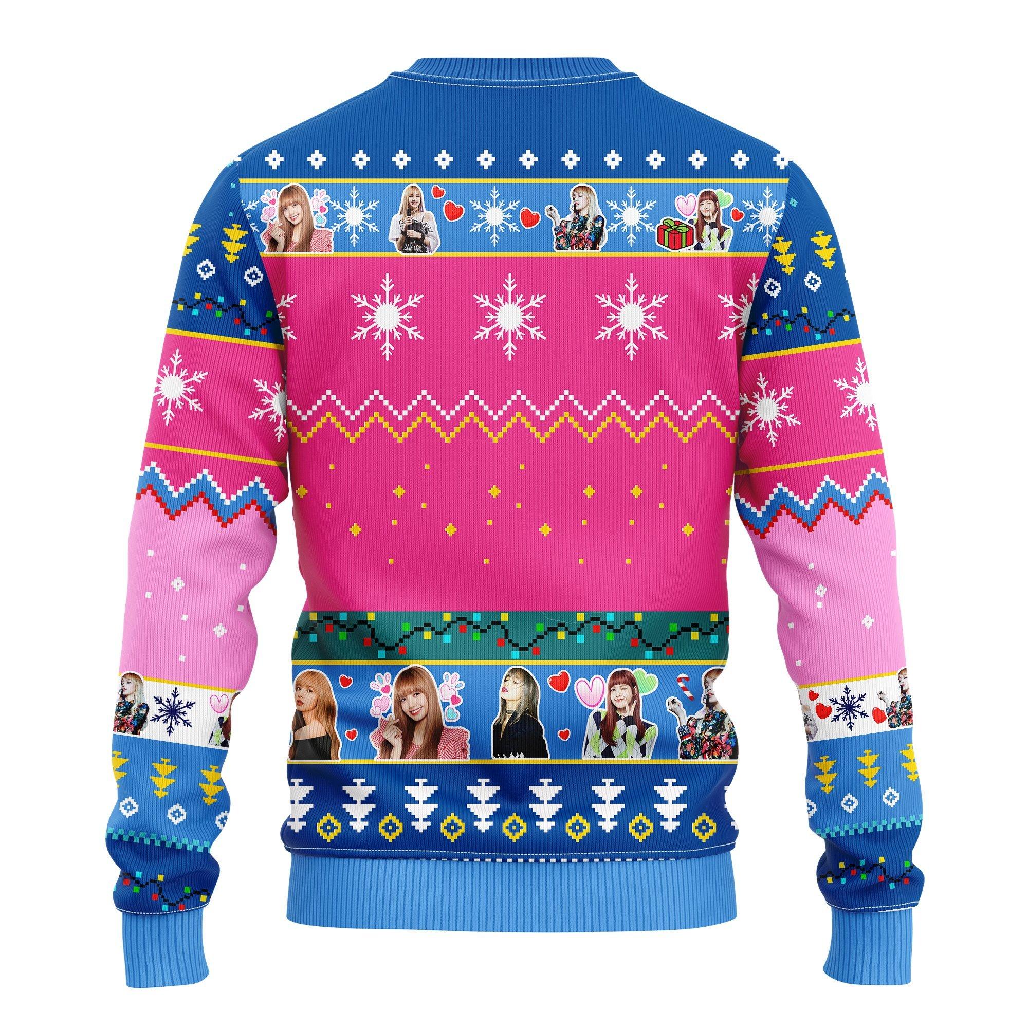 Black Pink Band Merry Xmas Gifts, Lisa Black Pink Ugly Christmas Sweater 271- Best Christmas Gifts 2023