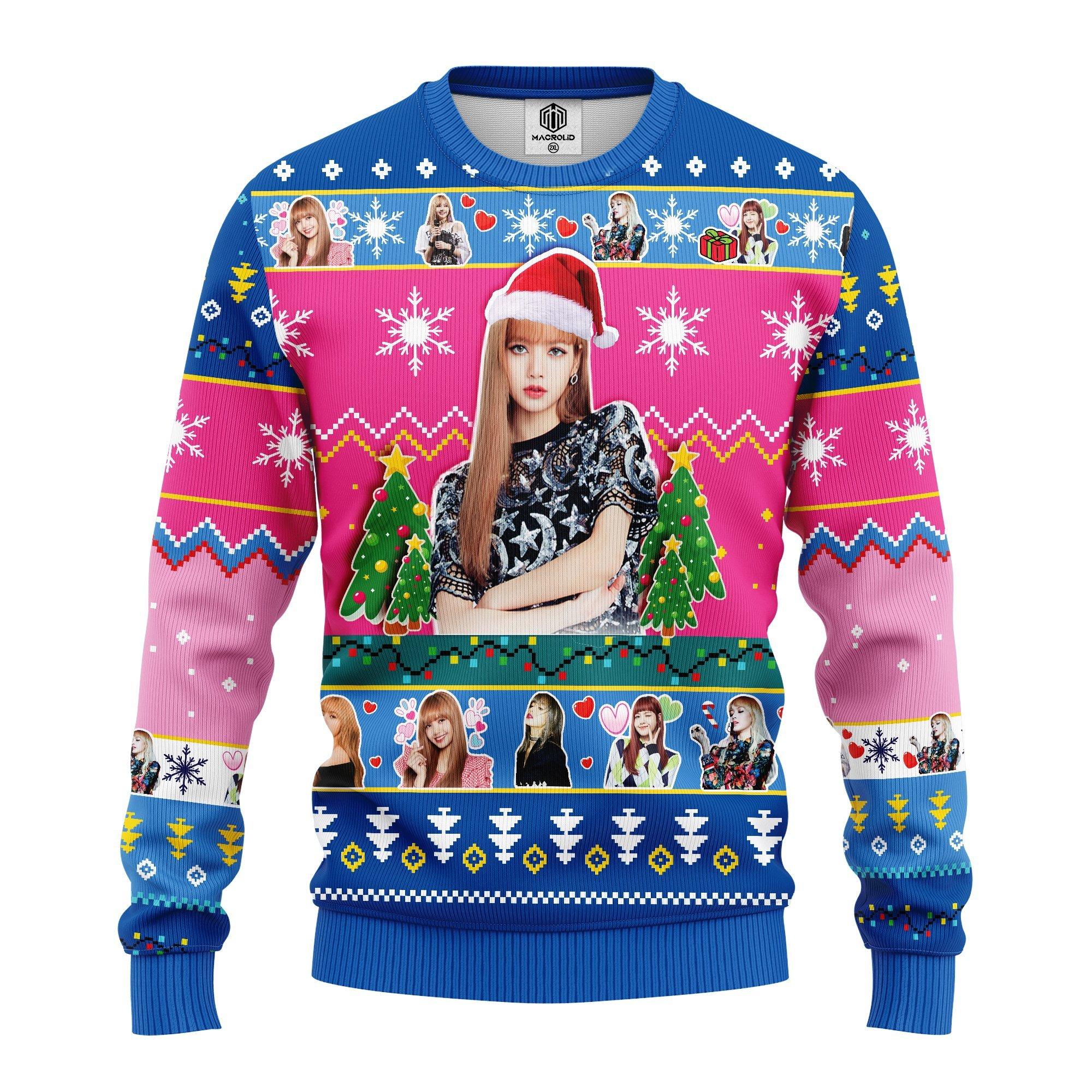 Black Pink Band Merry Xmas Gifts, Lisa Black Pink Ugly Christmas Sweater 271- Best Christmas Gifts 2023