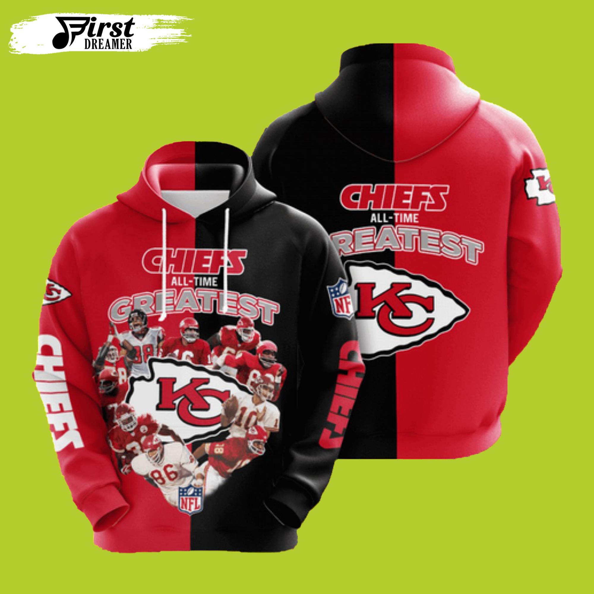 Black Red Kansas City Chiefs Hoodie 3D