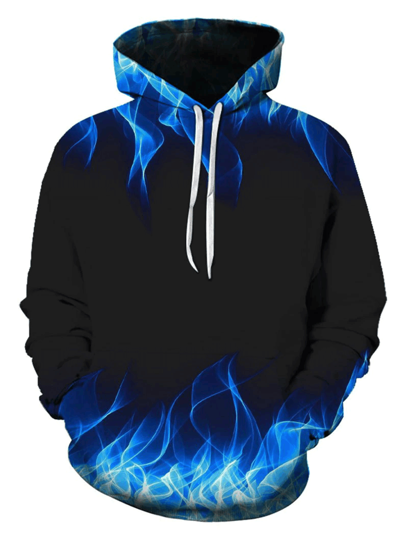 Blue Fire Pullover Unisex 3D Hoodie