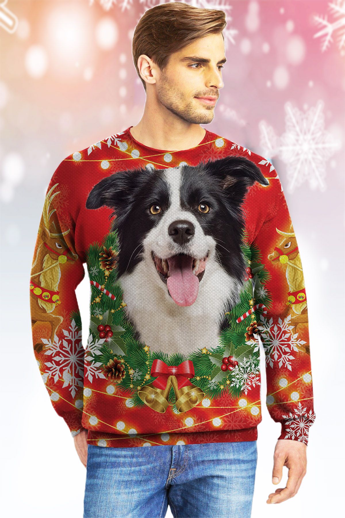 Border Collie Christmaslight Kvh Ugly Christmas Sweater- Best Christmas Gifts 2023