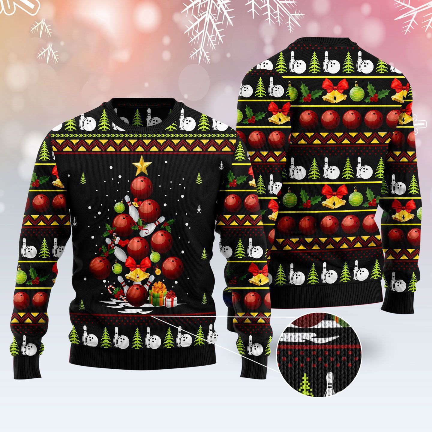 Bowling Christmas Tree Ugly Christmas Sweater- Best Christmas Gifts 2023