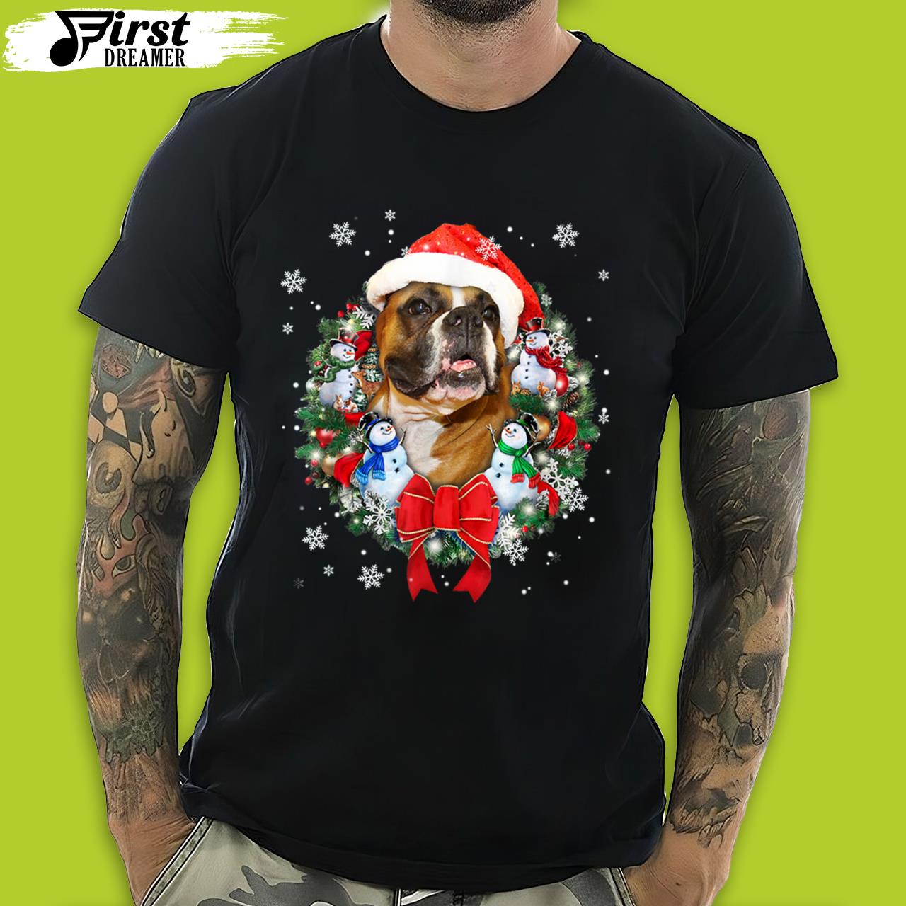 Boxer Dog Christmas Ornament Decoration Happy Holidays Season T-Shirt