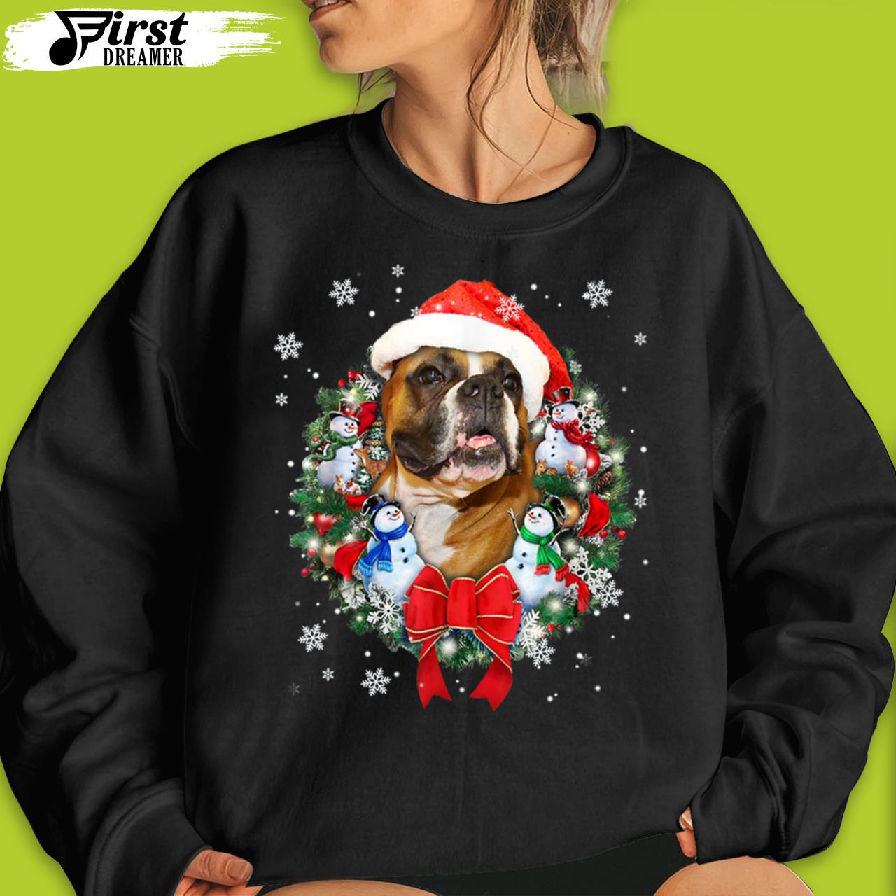 Boxer Dog Christmas Ornament Decoration Happy Holidays Season T-Shirt