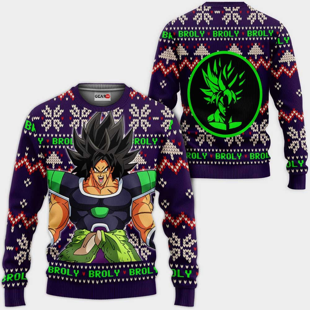 Broly Ugly Christmas Sweater Anime Dragon Ball Xmas Gifts 1k86,Dragon Ball Anime Xmas Christmas Gift Fan- Best Christmas Gifts 2023