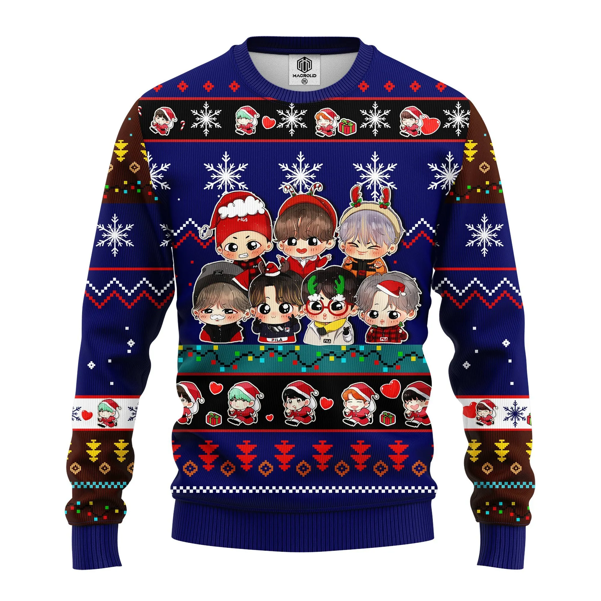 BTS Music Band Merry Xmas Gift, Chibi BTS Band Ugly Christmas Sweater 330- Best Christmas Gifts 2023