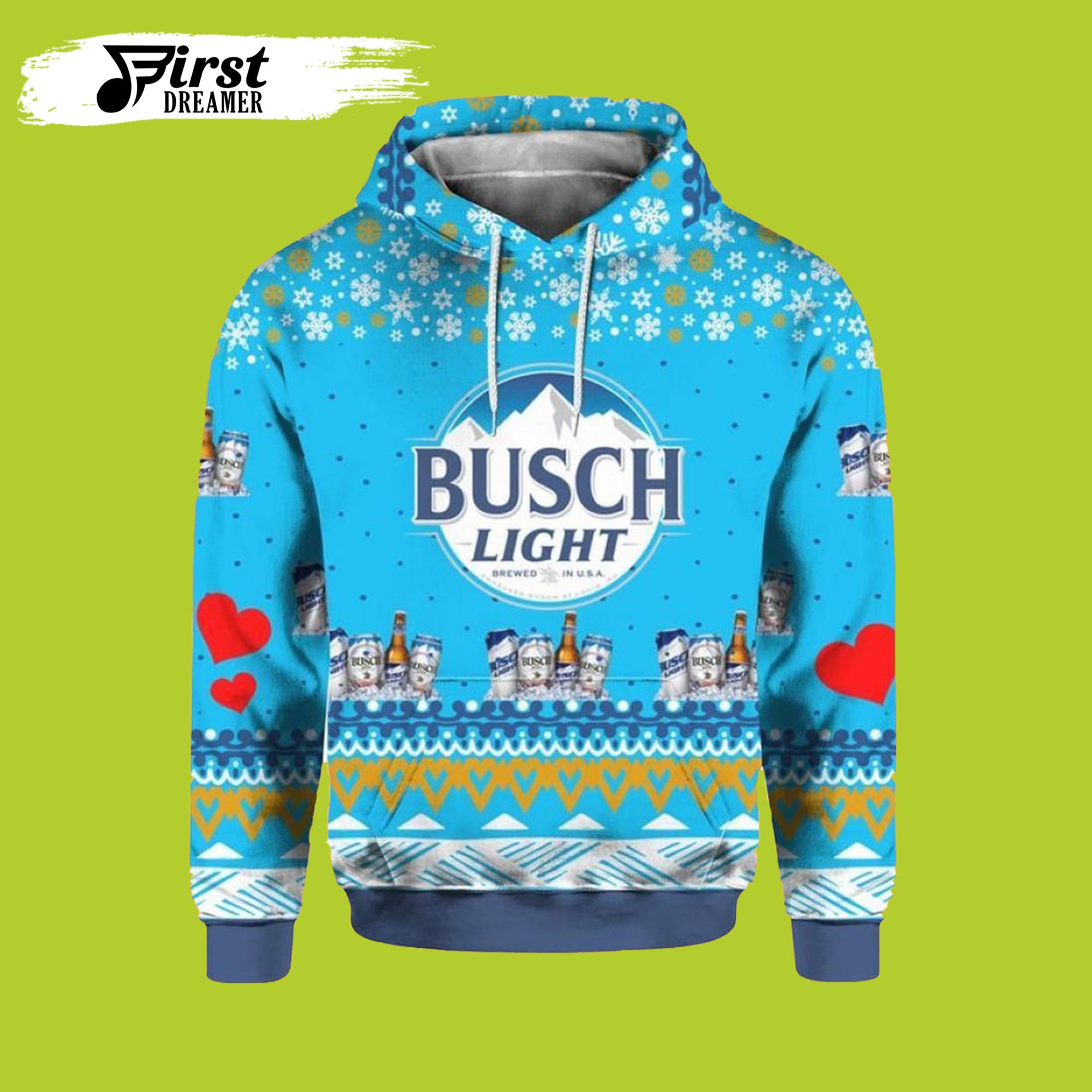 Busch Light Beer Ugly Christmas 3D Beer Hoodies