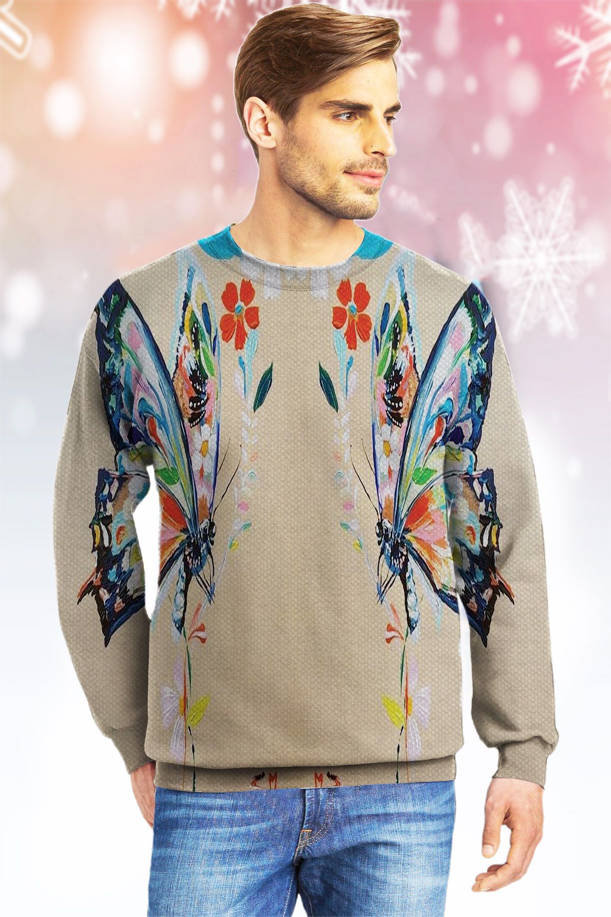 Butterfly Flower LTTLJ Ugly Christmas Sweater|Crewneck Sweatshirts For Men & Women|Merry Christmas- Best Christmas Gifts 2023