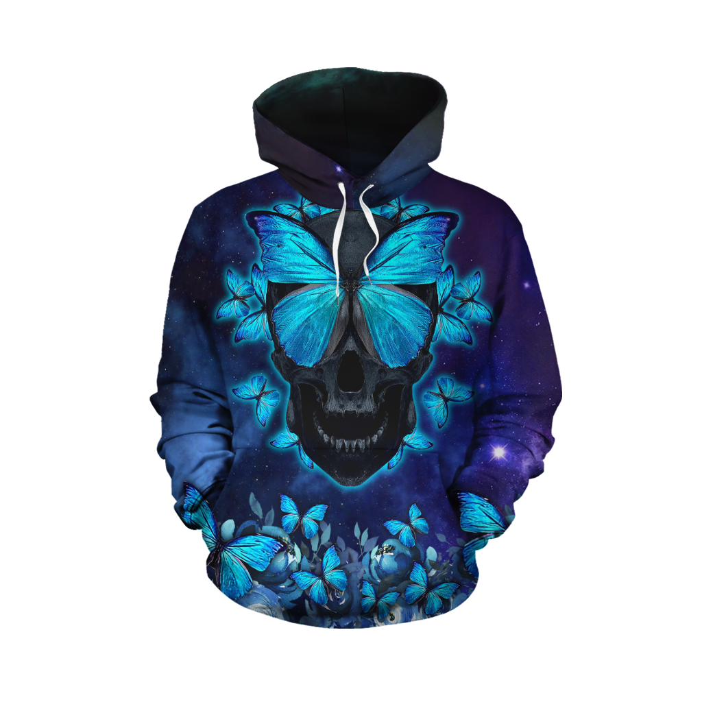 Butterfly Love Skull Red 3D Hoodie