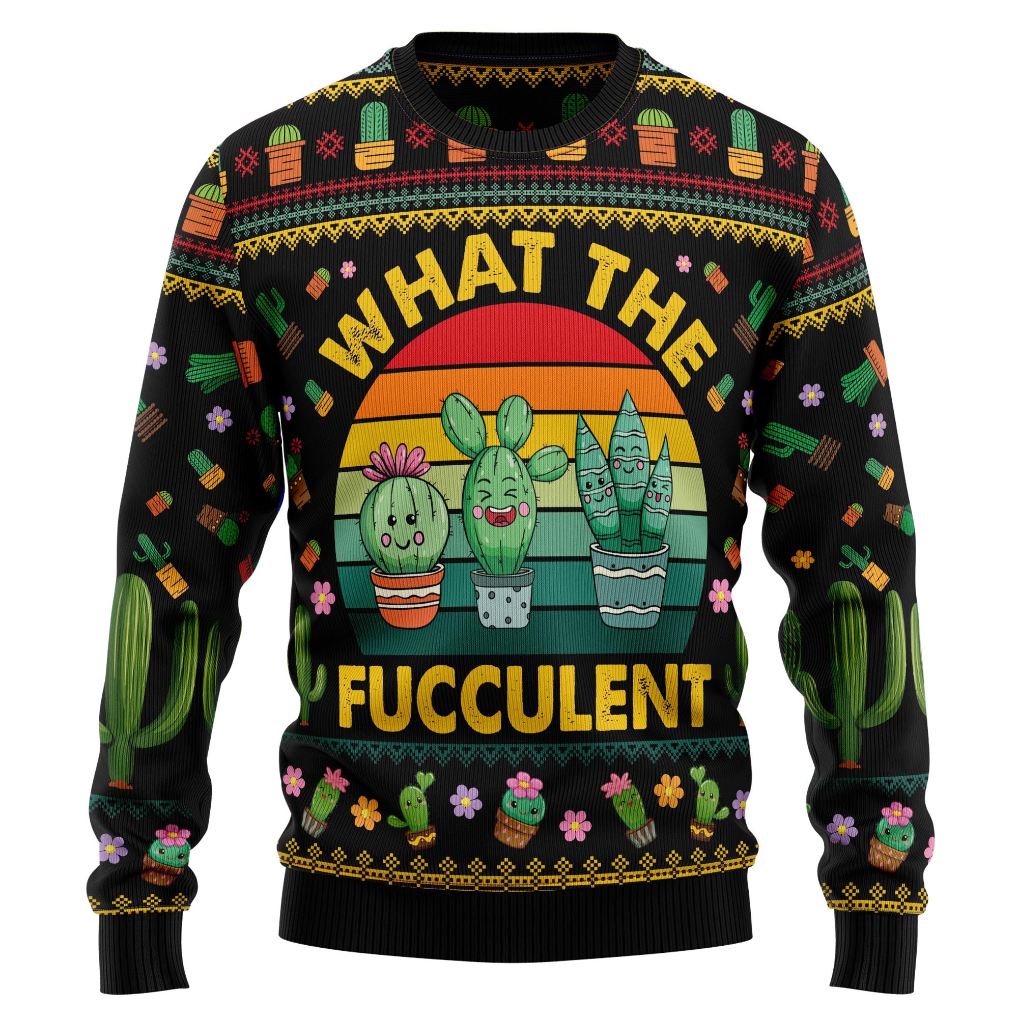 Cactus What the Fucculent HT081203 Ugly Christmas Sweater- Best Christmas Gifts 2023