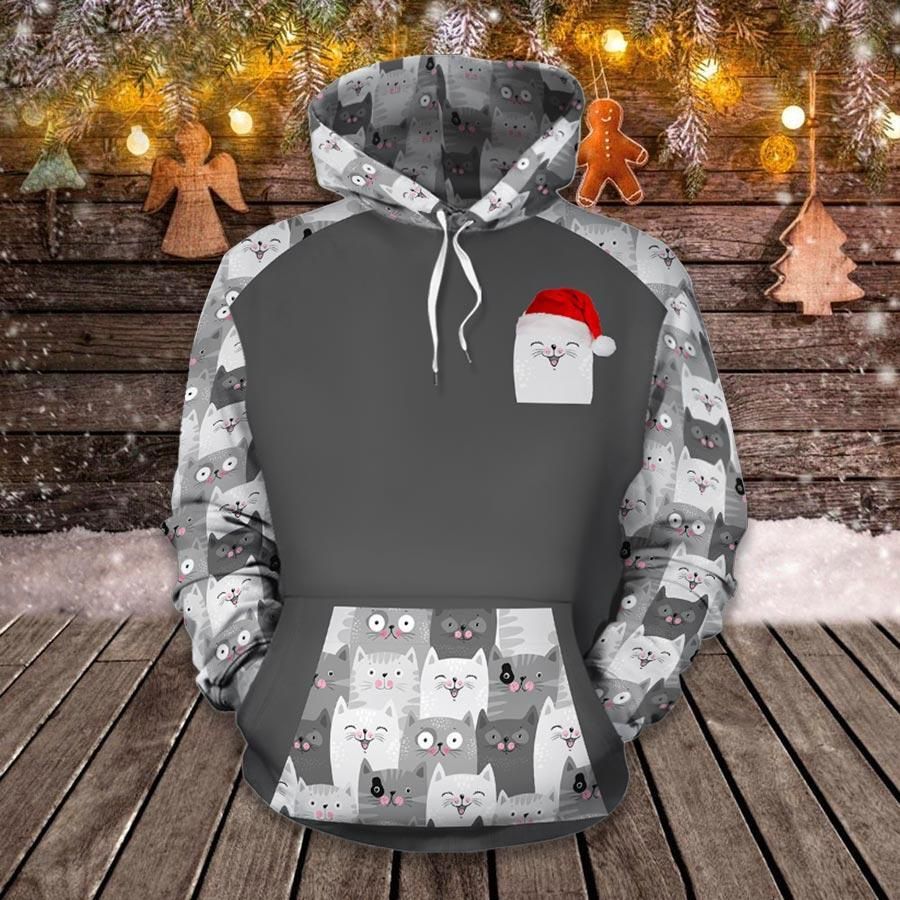 Cat Christmas Cat Faces 3D Hoodie