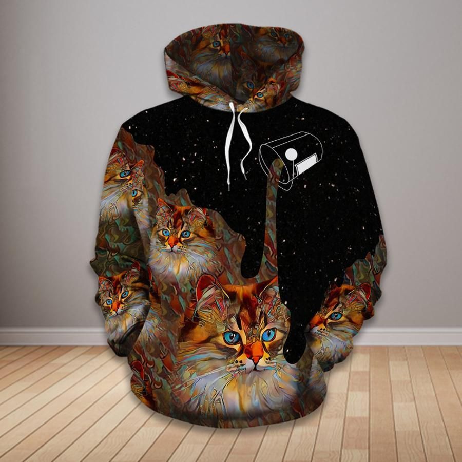 Cat Galaxy Night 3D Hoodie