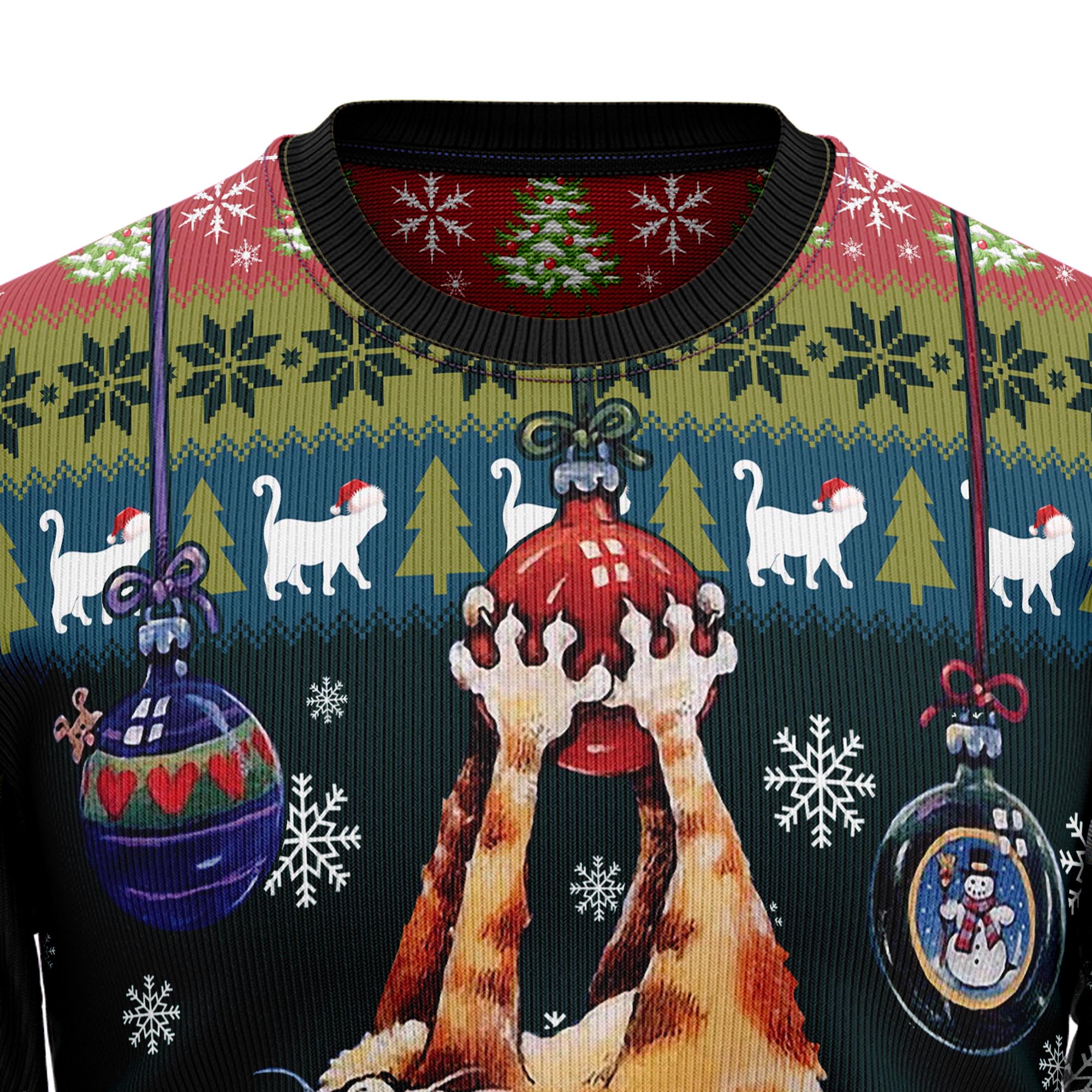 Cat Hanging on Xmas Tree D0610 Ugly Christmas Sweater- Best Christmas Gifts 2023