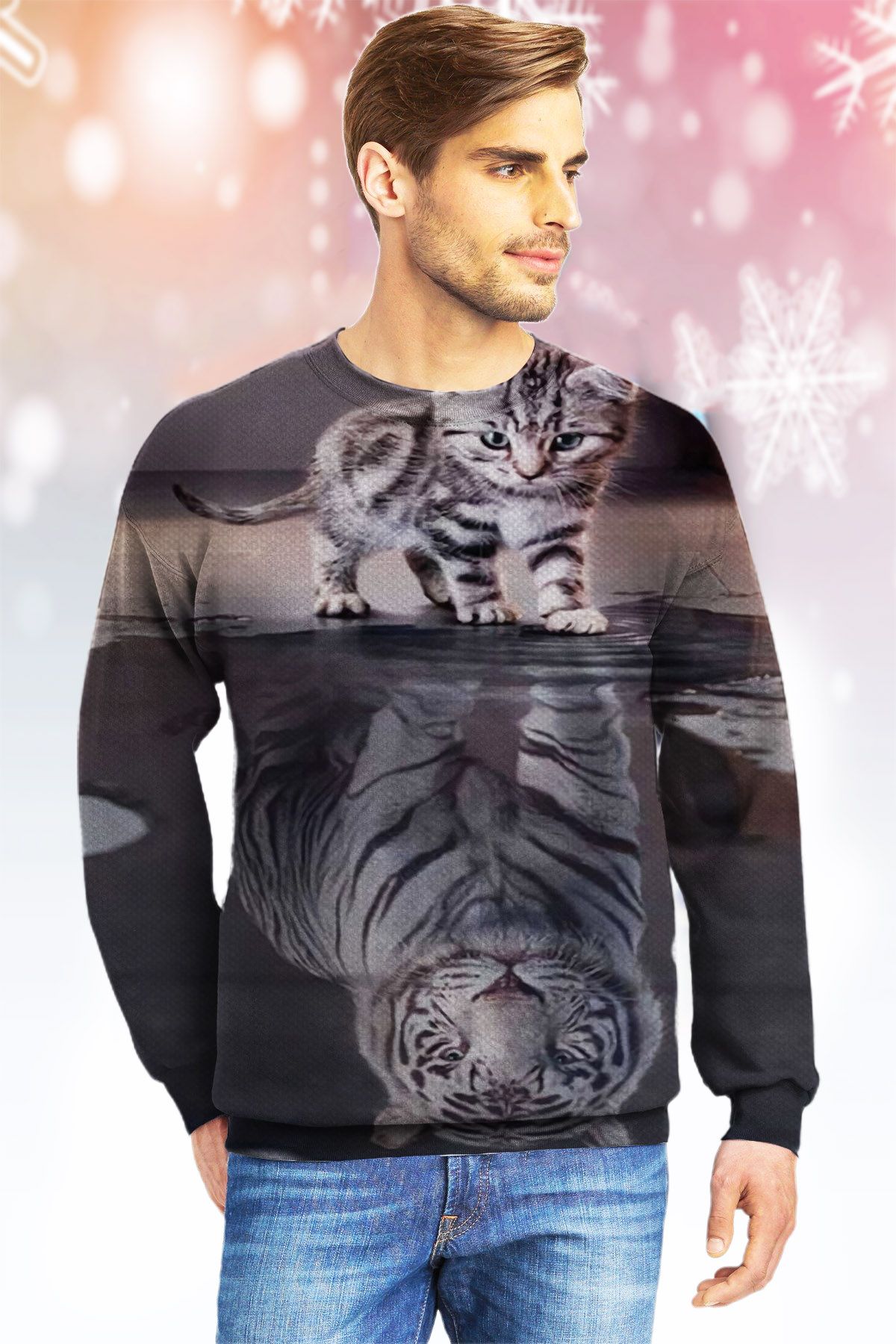 Cat In Love LTTLJ Ugly Christmas Sweater|Crewneck Sweatshirts For Men & Women|Merry Christmas- Best Christmas Gifts 2023