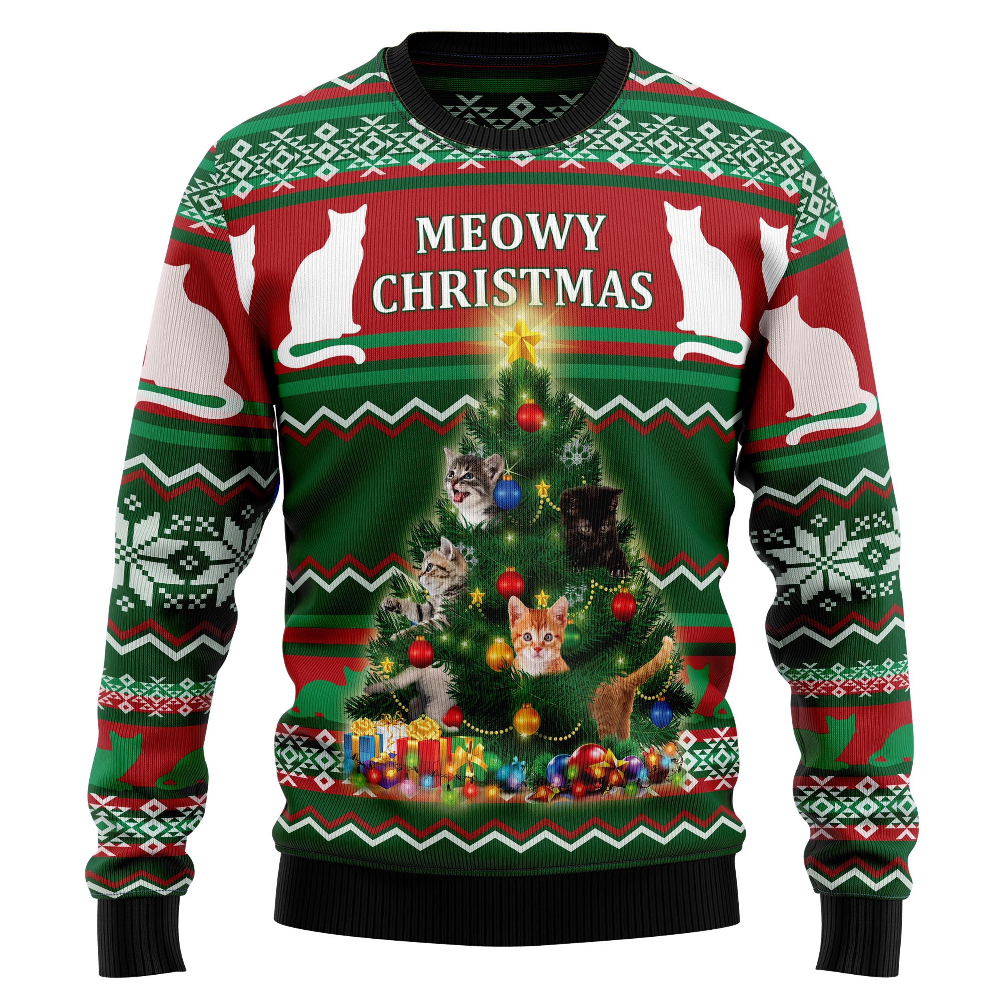 Cat Meowy Christmas T259 Ugly Christmas Sweater- Best Christmas Gifts 2023