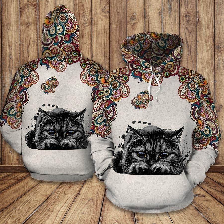 Cat Shy Mandala 3D Hoodie