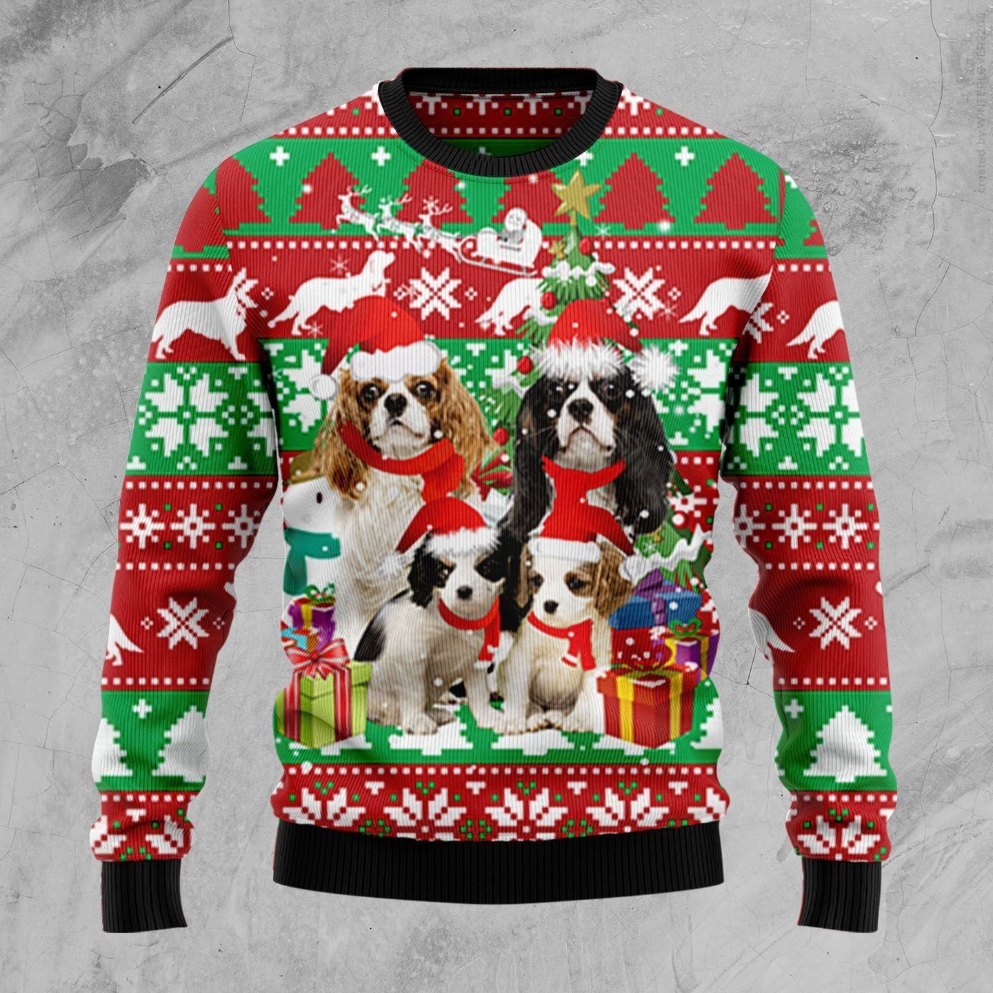 Cavalier King Charles Spaniel Family  Ugly Christmas Sweater – Best Christmas Gifts 2023