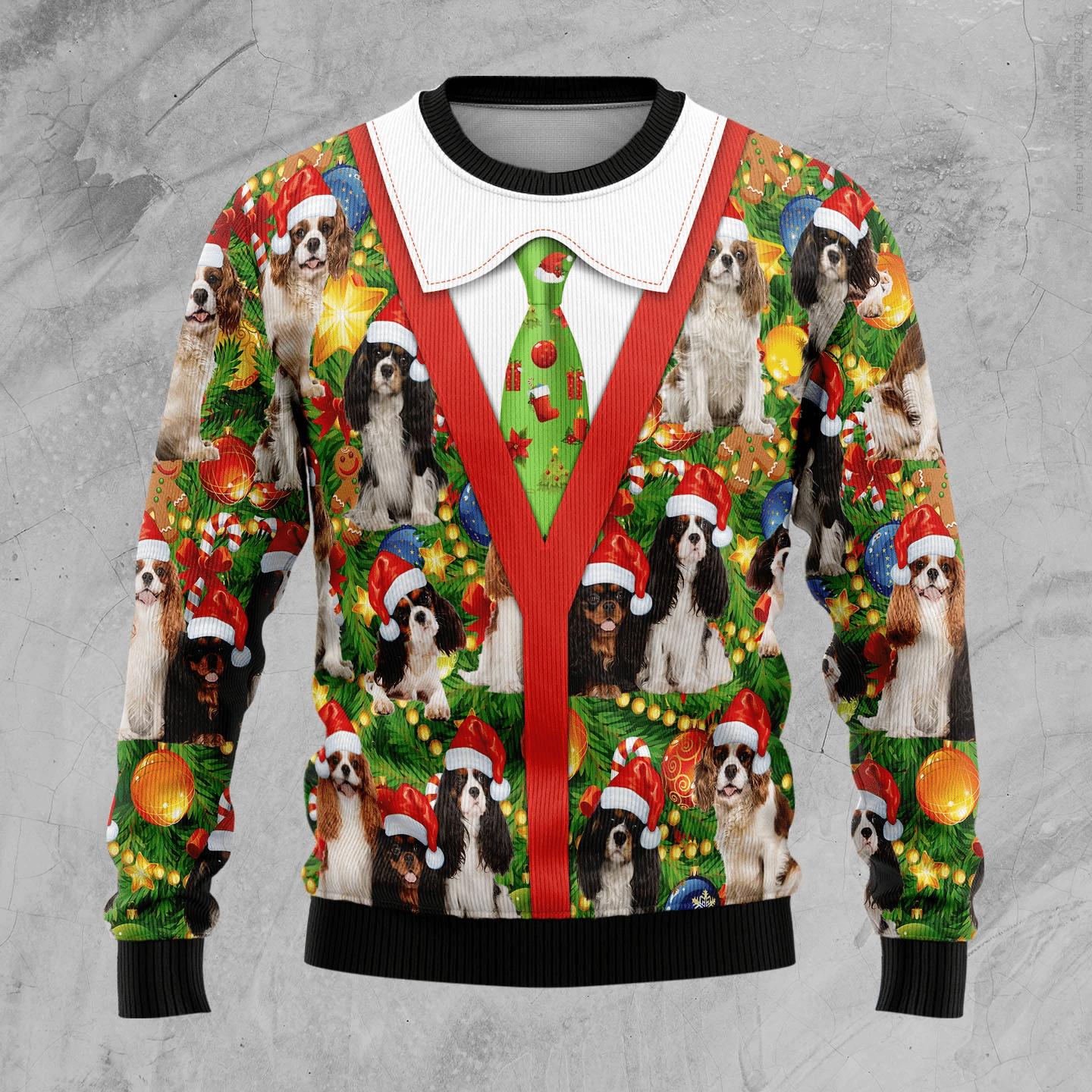 Cavalier King Charles Spaniel Xmas Pine Christmas Ugly Christmas Sweater- Best Christmas Gifts 2023