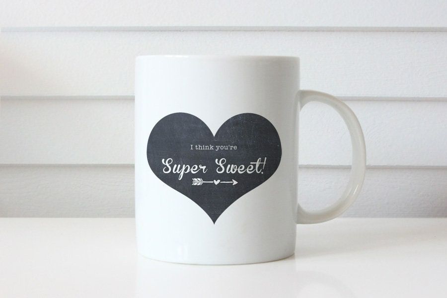 Chalkboard Heart I Think Youre Super Sweet Coffee Mug