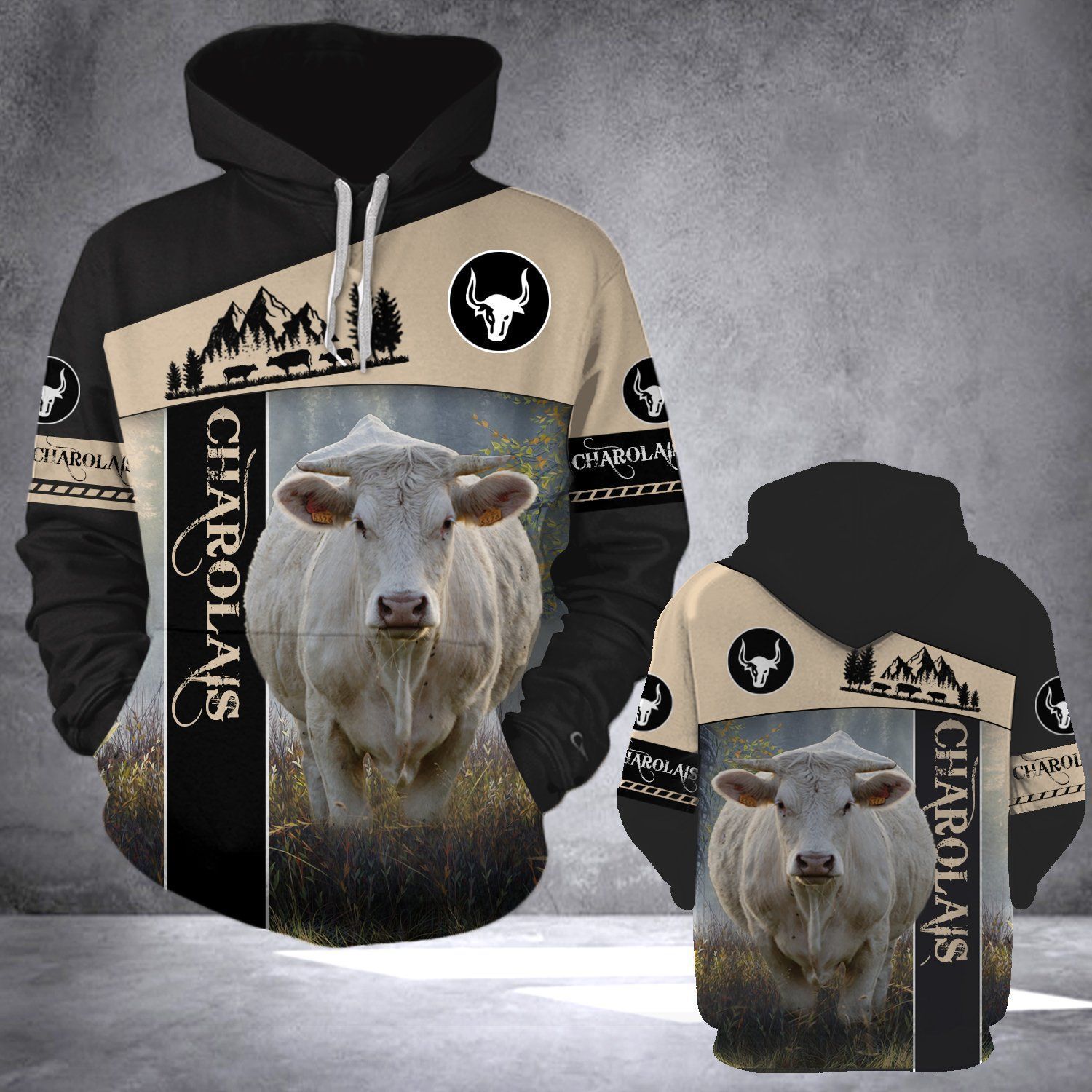 Charolais cattle 3D Hoodie