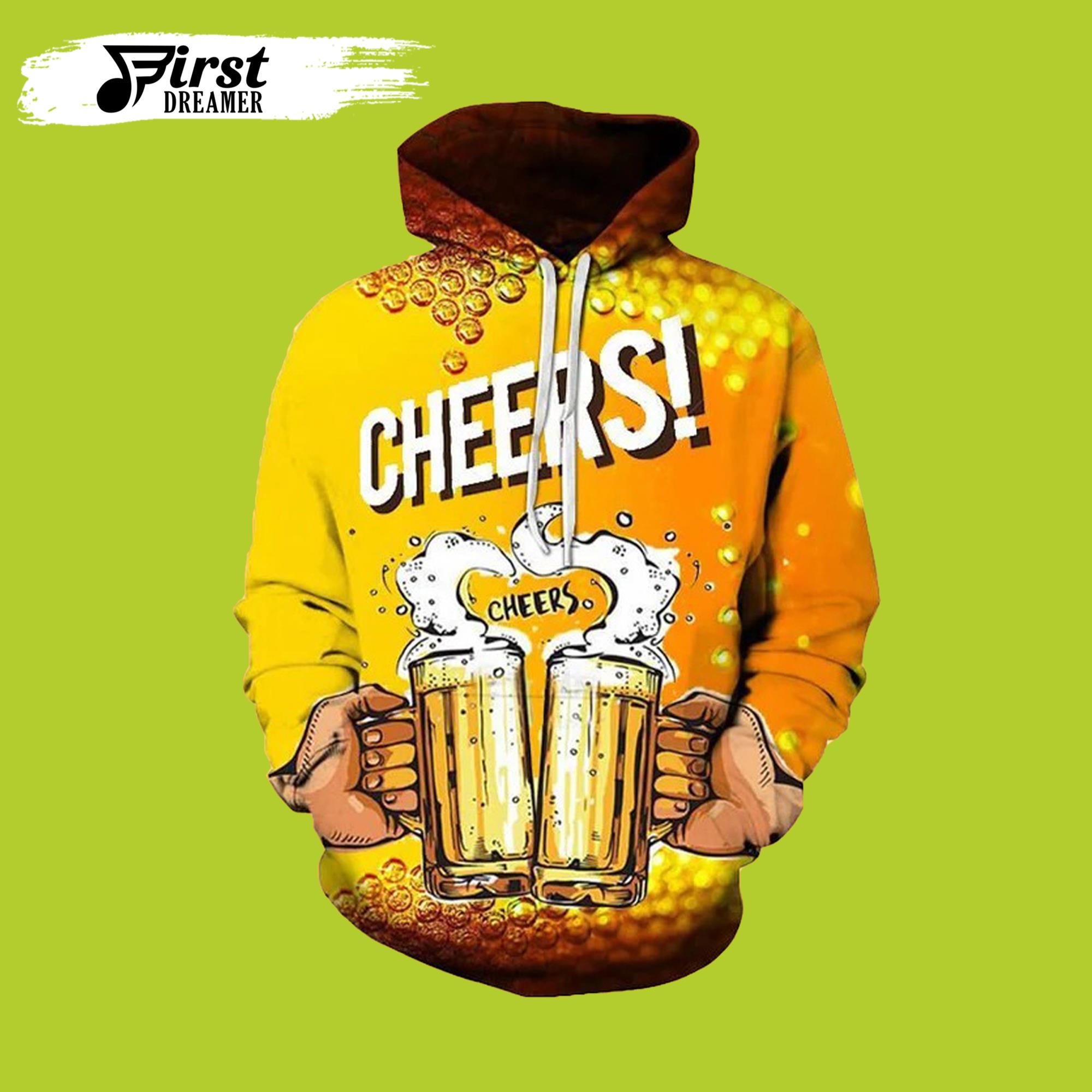 Cheers Beer Vintage 3D Beer Hoodies