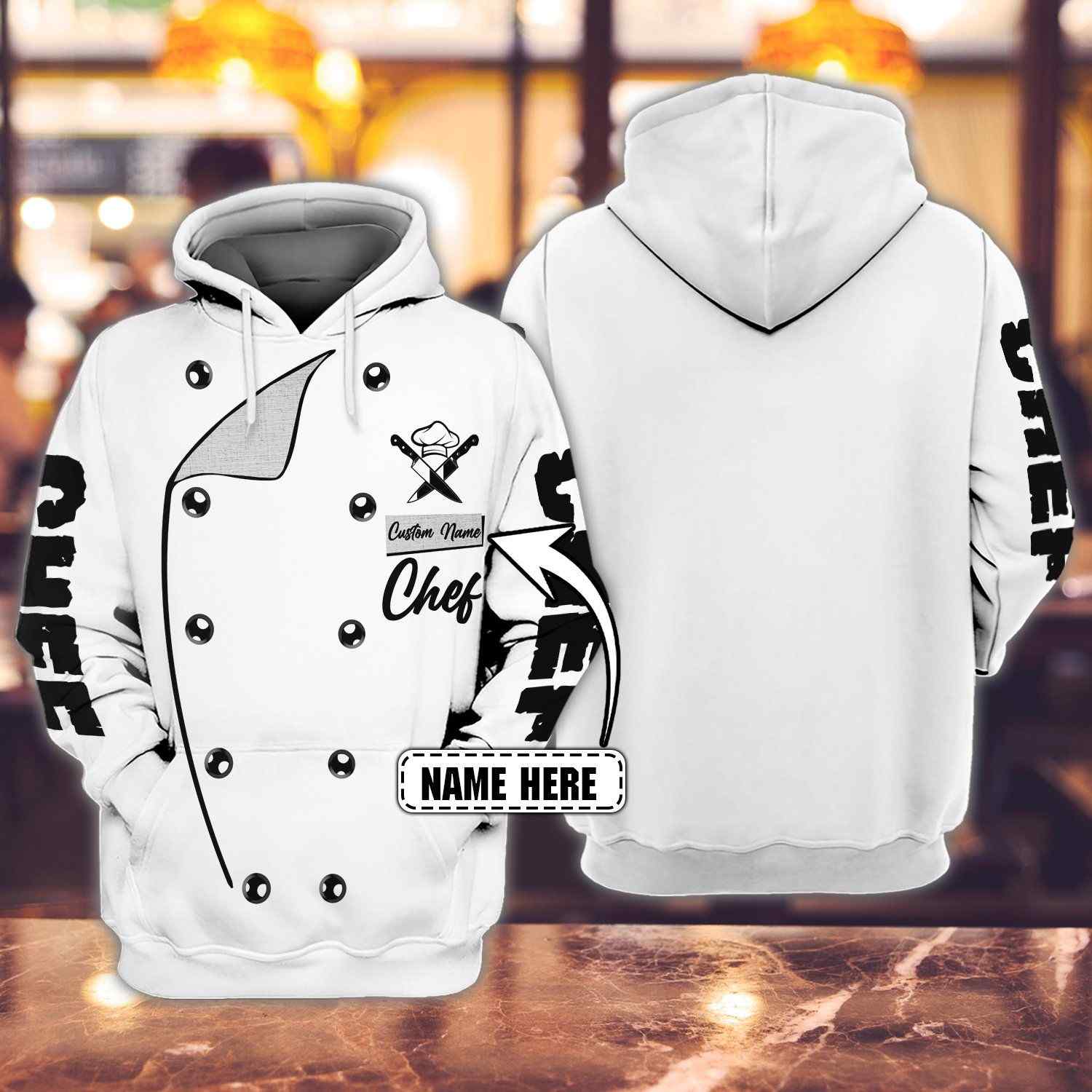 Chef Personalized Name White Unisex