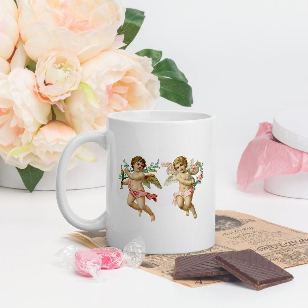 Cherub Angel White Glossy Valentine Mug