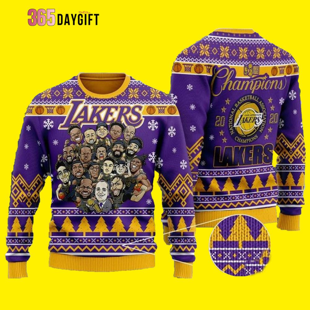 Chibi Los Angeles Lakers Champions For Unisex Lakers Ugly Christmas Sweater- Best Christmas Gifts 2023