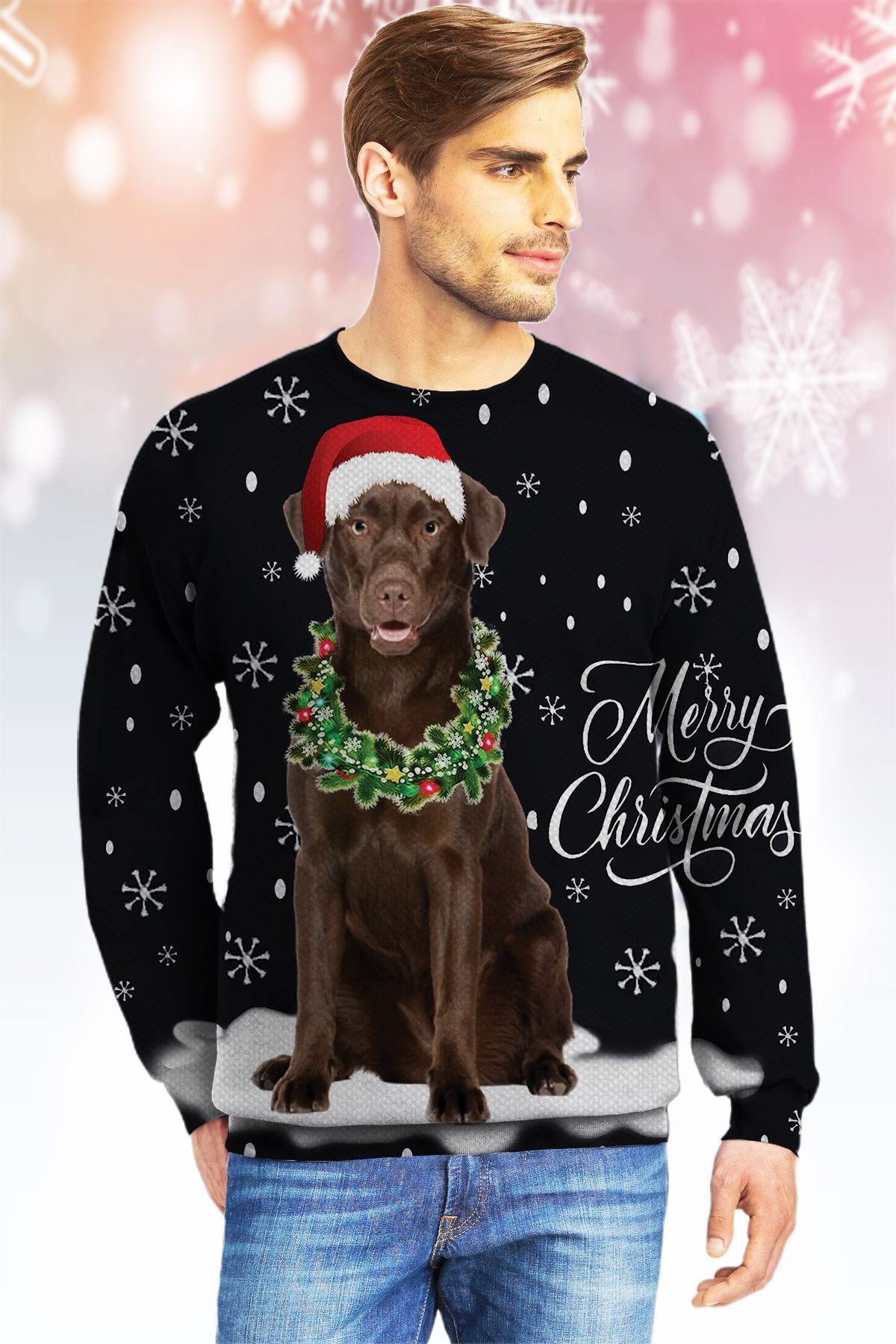 Chocolate Labrador Retriever Merry Christmas KVH Ugly Christmas Sweater- Best Christmas Gifts 2023