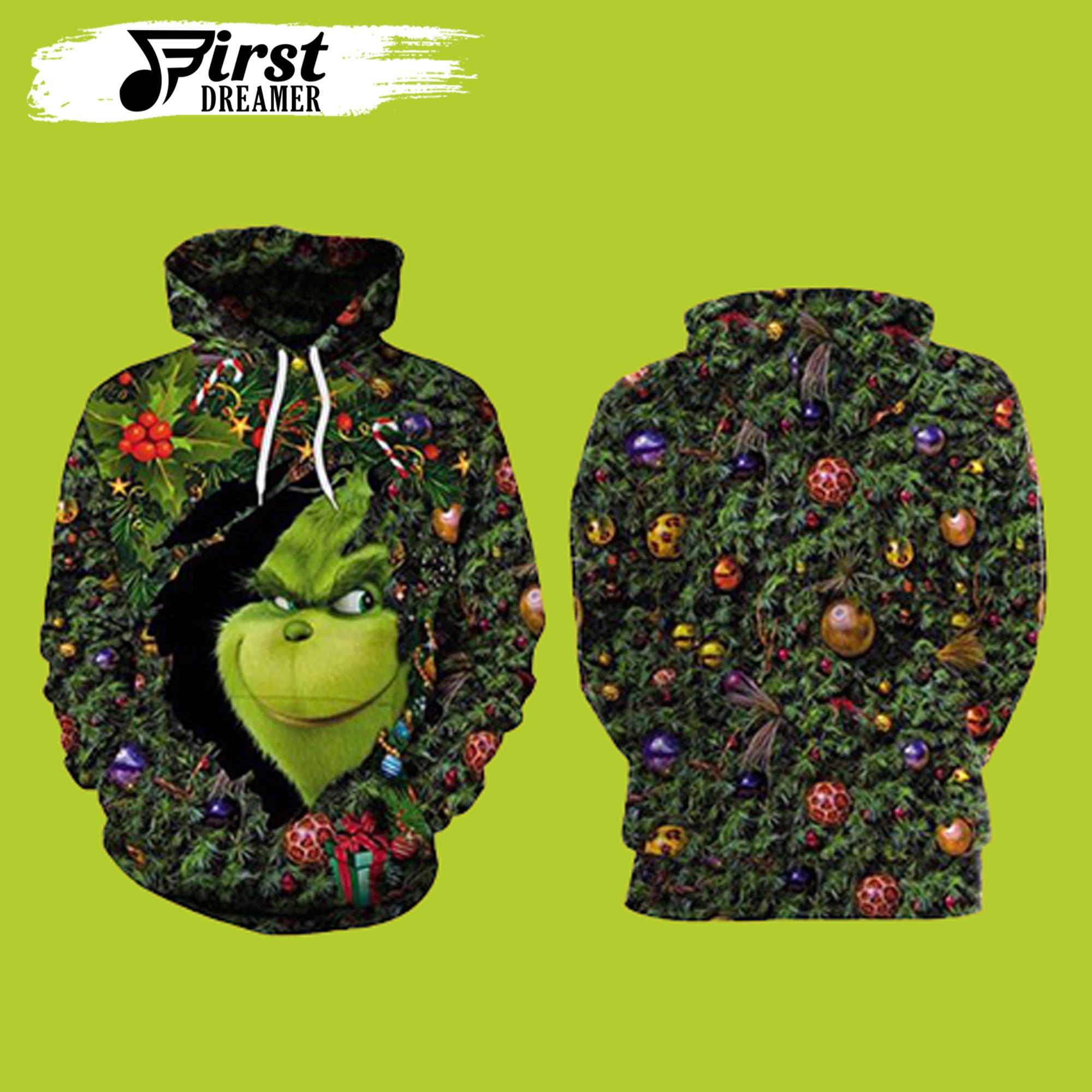 Christmas Background Grinch 3D Hoodie