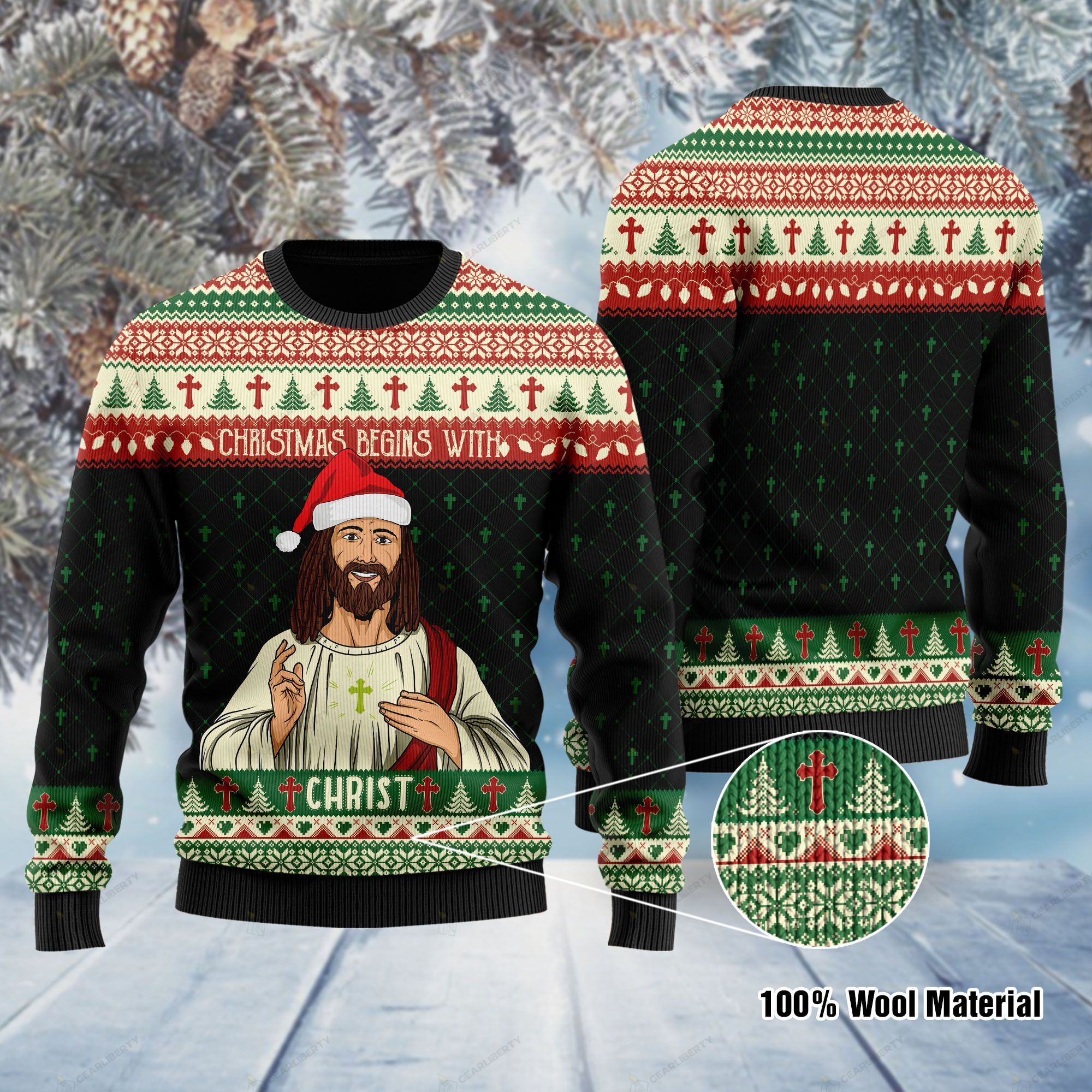 Christmas Begins With Christ Jesus Ugly Christmas Sweater – Best Christmas Gifts 2023