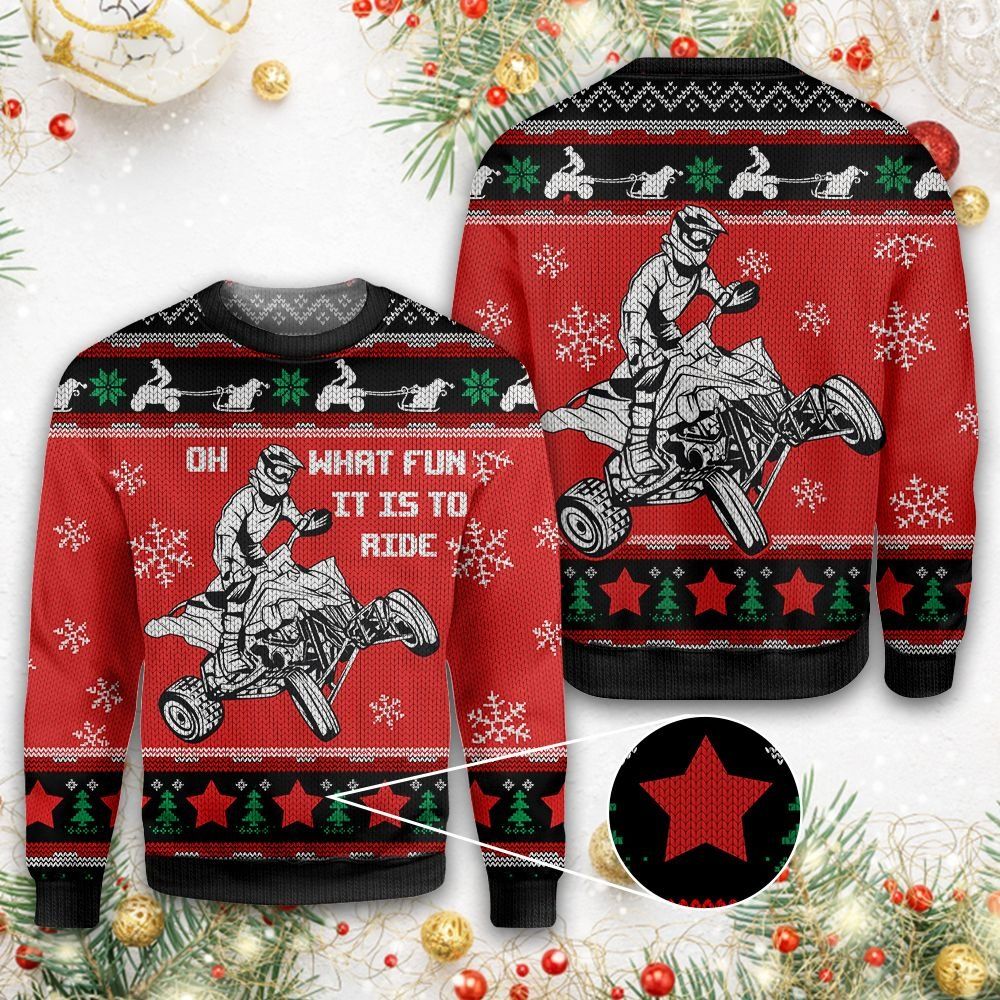 Christmas Four Wheel Oh What Fun It Is To Ride Christmas Ugly Christmas Sweater- Best Christmas Gifts 2023