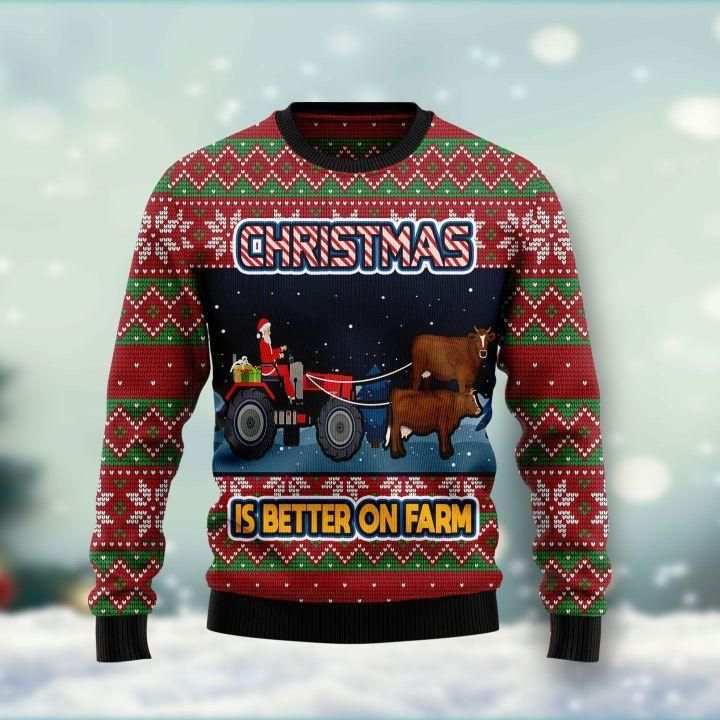 Christmas Is Better On Farm Ugly Christmas Sweater – Best Christmas Gifts 2023