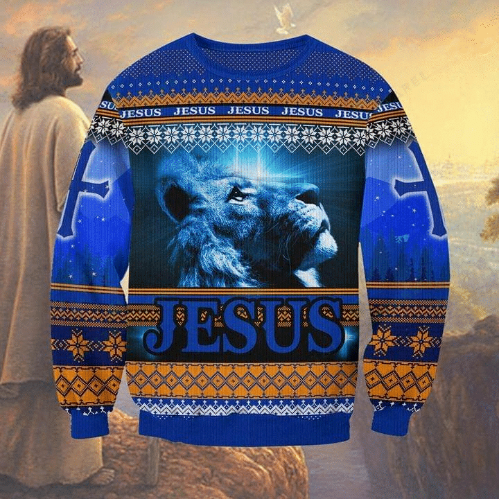 Christmas Jesus Cross Lion Ugly Christmas Sweater – Best Christmas Gifts 2023