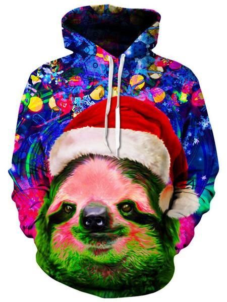 Christmas Sloth Colorful Pullover And Zipped