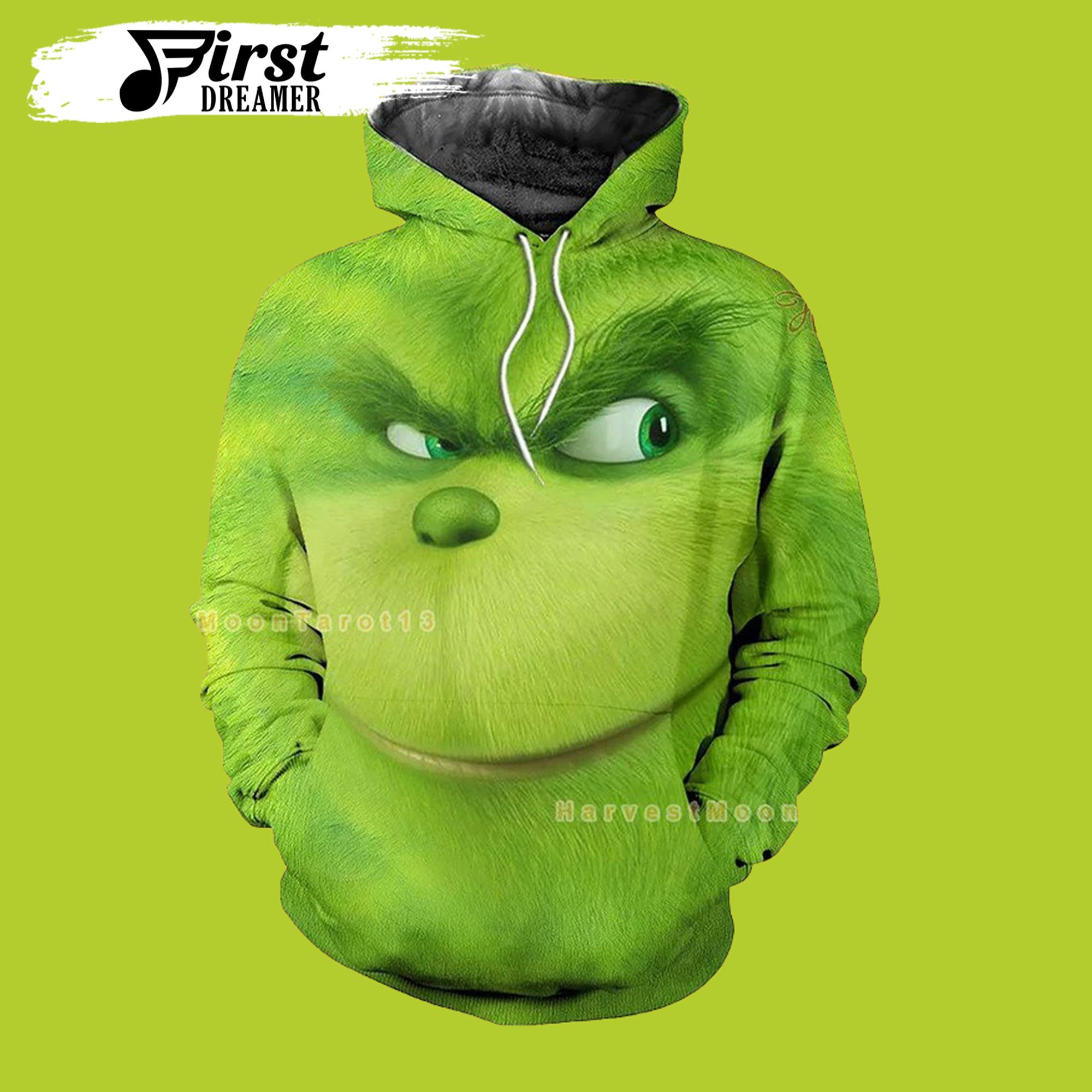 Christmas Smiling Grinch Face Grinch 3D Hoodie