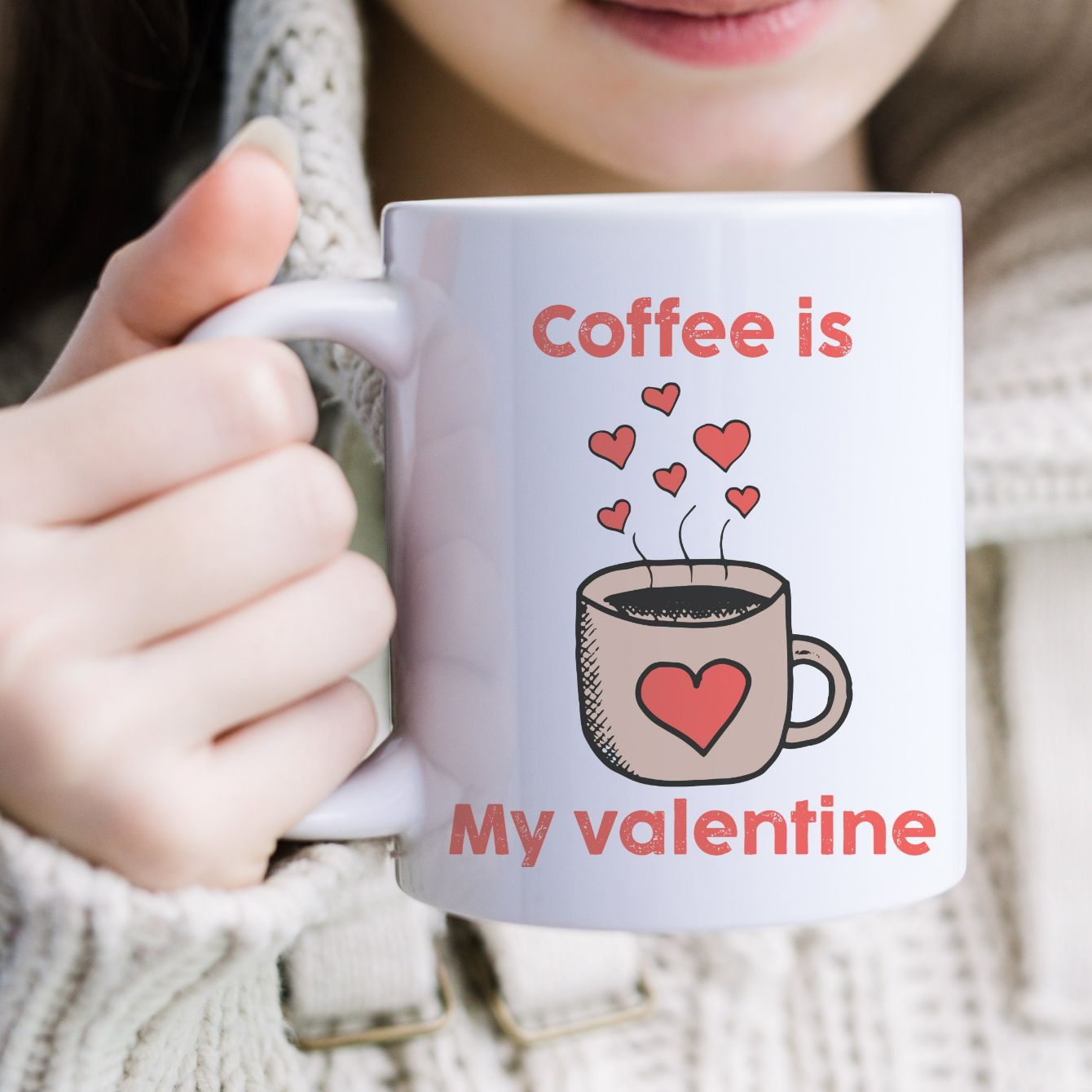 Coffee Is My Valentine Hearts Mug