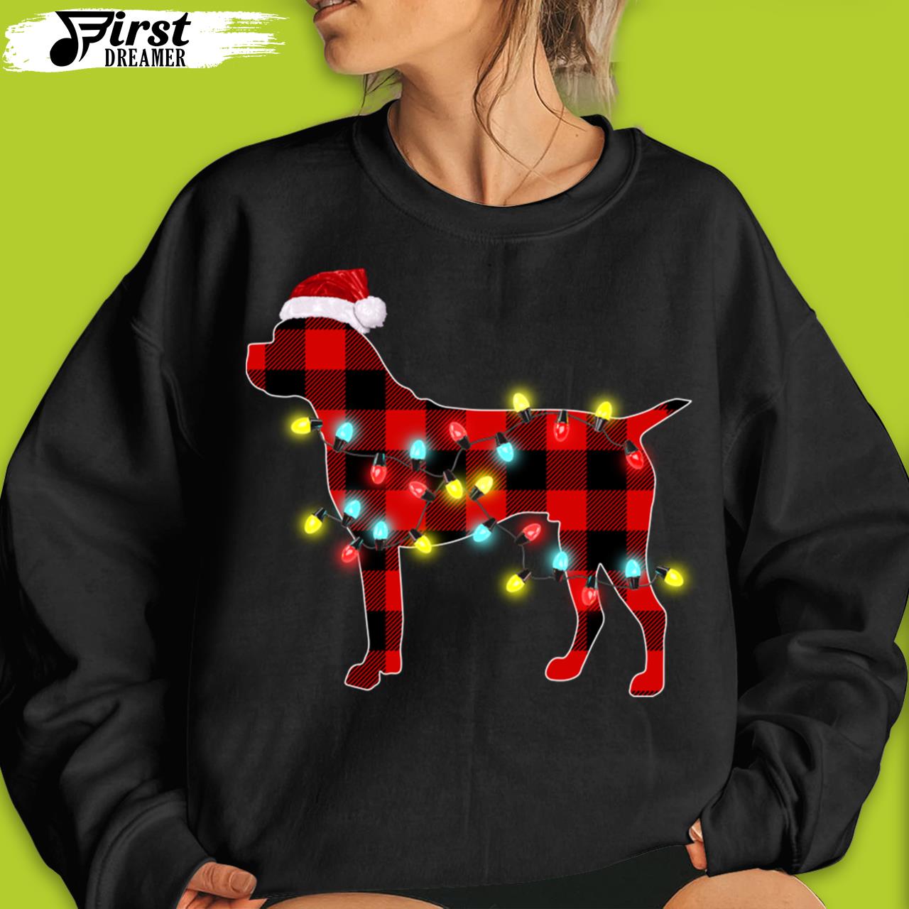 Cool Boxer Christmas Lights Pajama Boxer Lover Dog Christmas T-Shirt