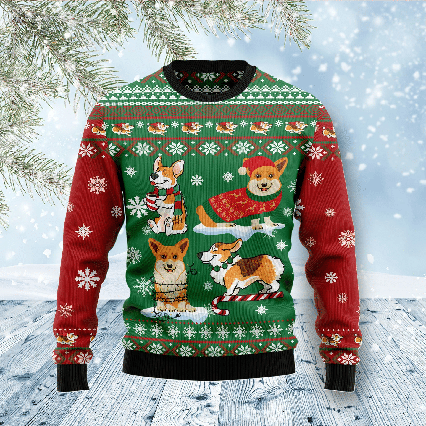 Corgi Snow Day Christmas Ugly Christmas Sweater- Best Christmas Gifts 2023