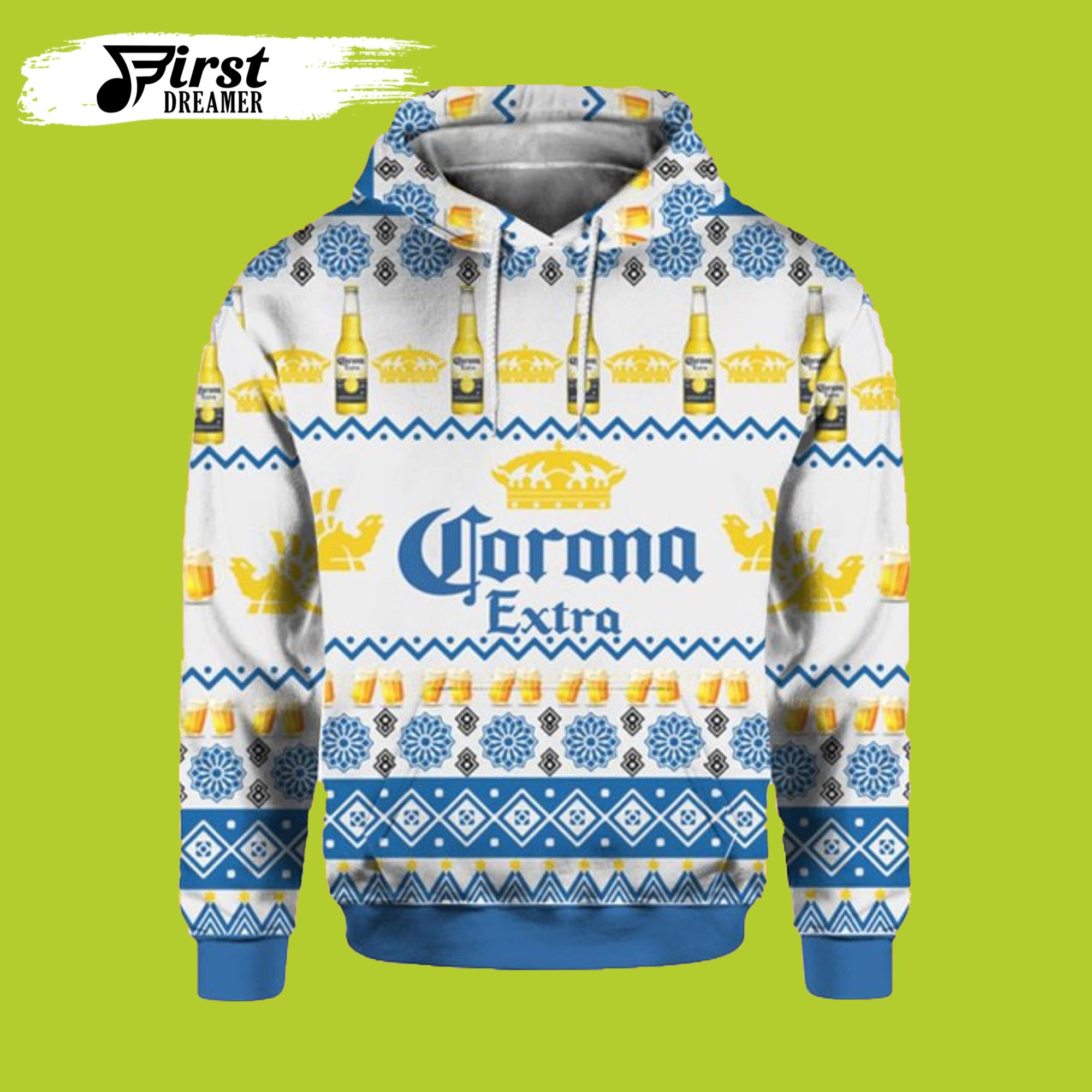 Corona Extra Beer Bottles Ugly Christmas 3D Beer Hoodies