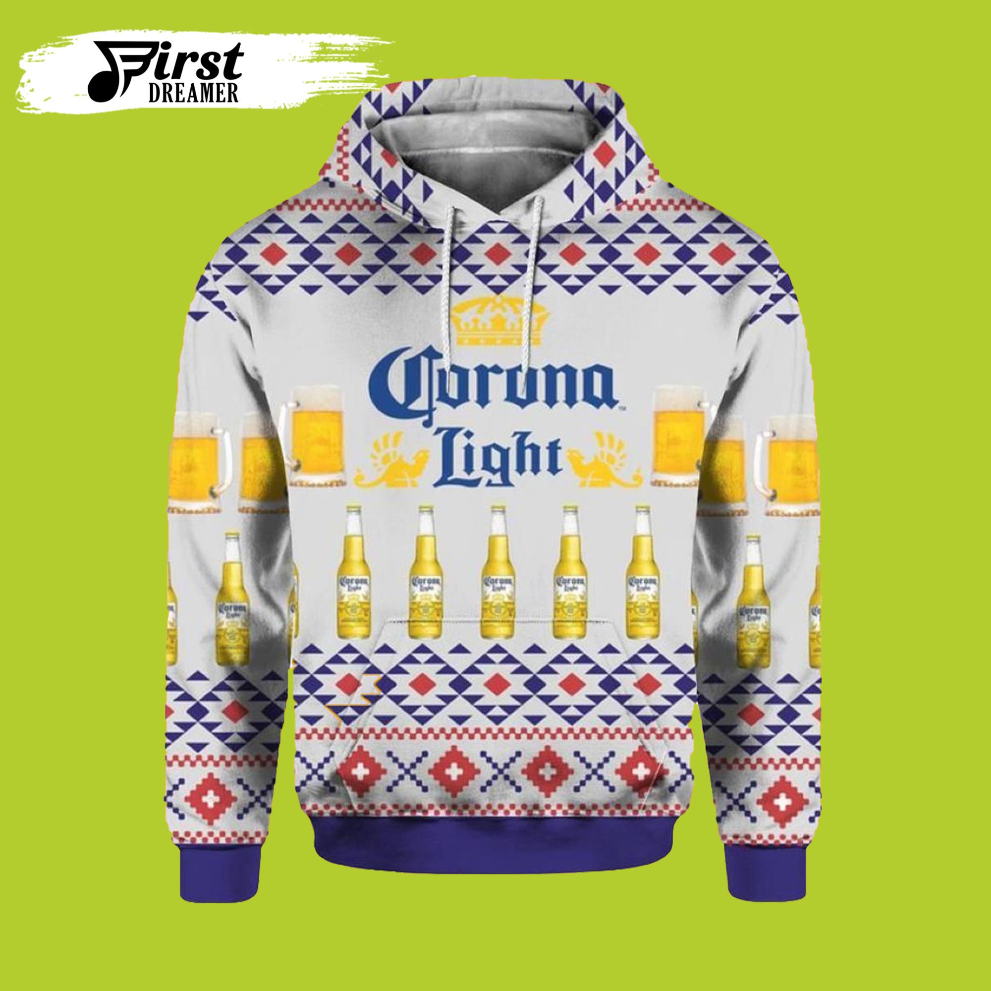 Corona Light Beer Ugly Christmas 3D Beer Hoodies