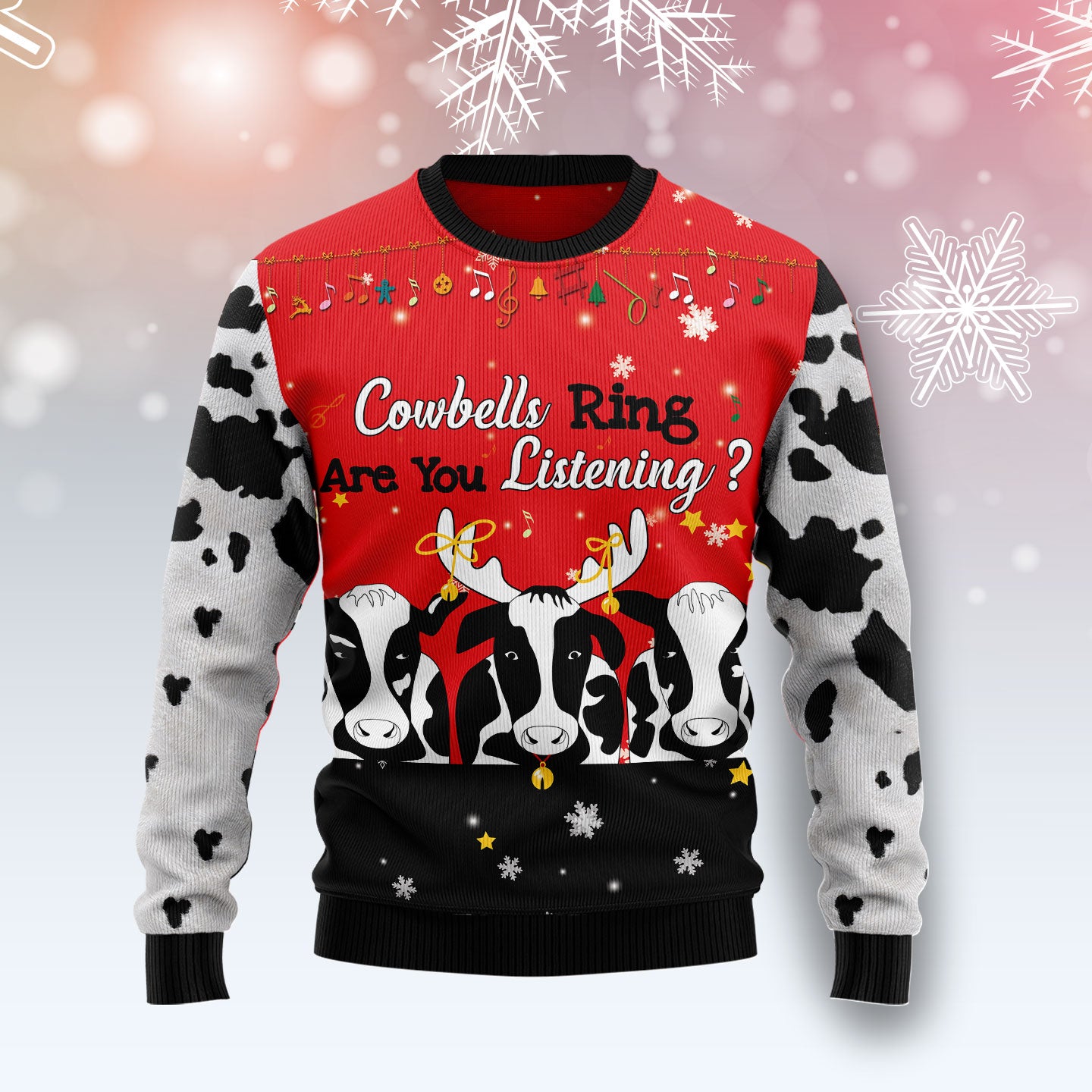 Cow Bell Rings T1111 Ugly Christmas Sweater- Best Christmas Gifts 2023