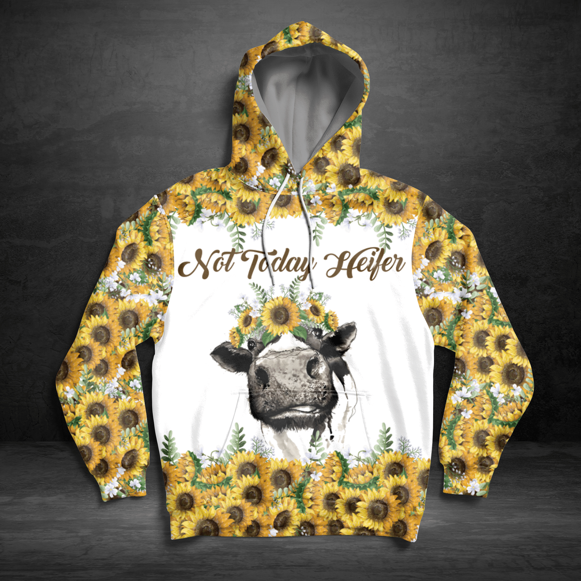 Cow Sunflower Unisex 3D HoodieAll Over Print