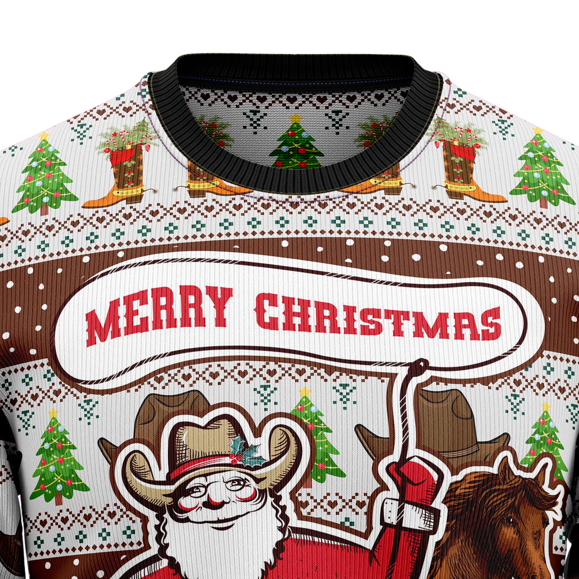 Cowboy Santa Claus TY239 Ugly Christmas Sweater- Best Christmas Gifts 2023