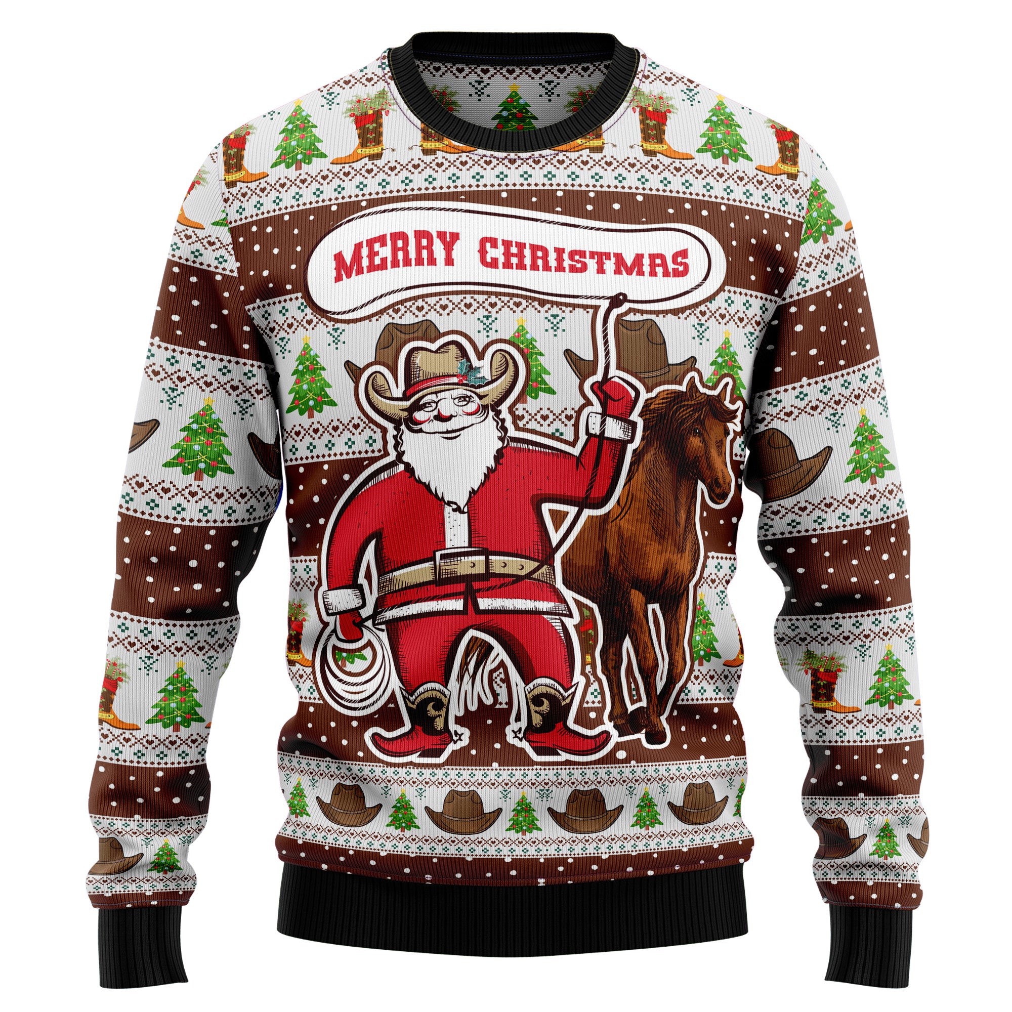 Cowboy Santa Claus TY239 Ugly Christmas Sweater- Best Christmas Gifts 2023