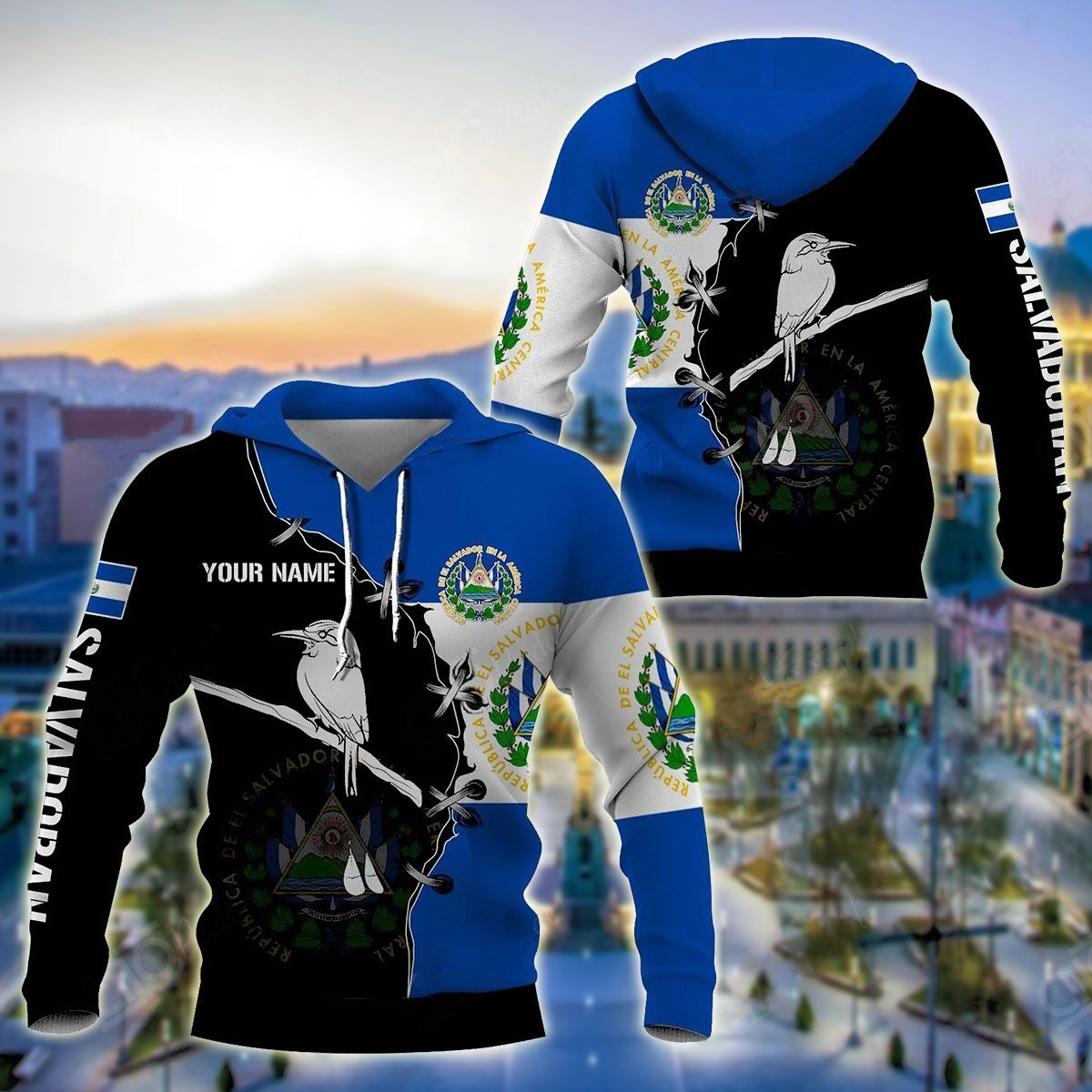 Customize El Salvador Coat Of Arms Unisexs 3D Hoodie